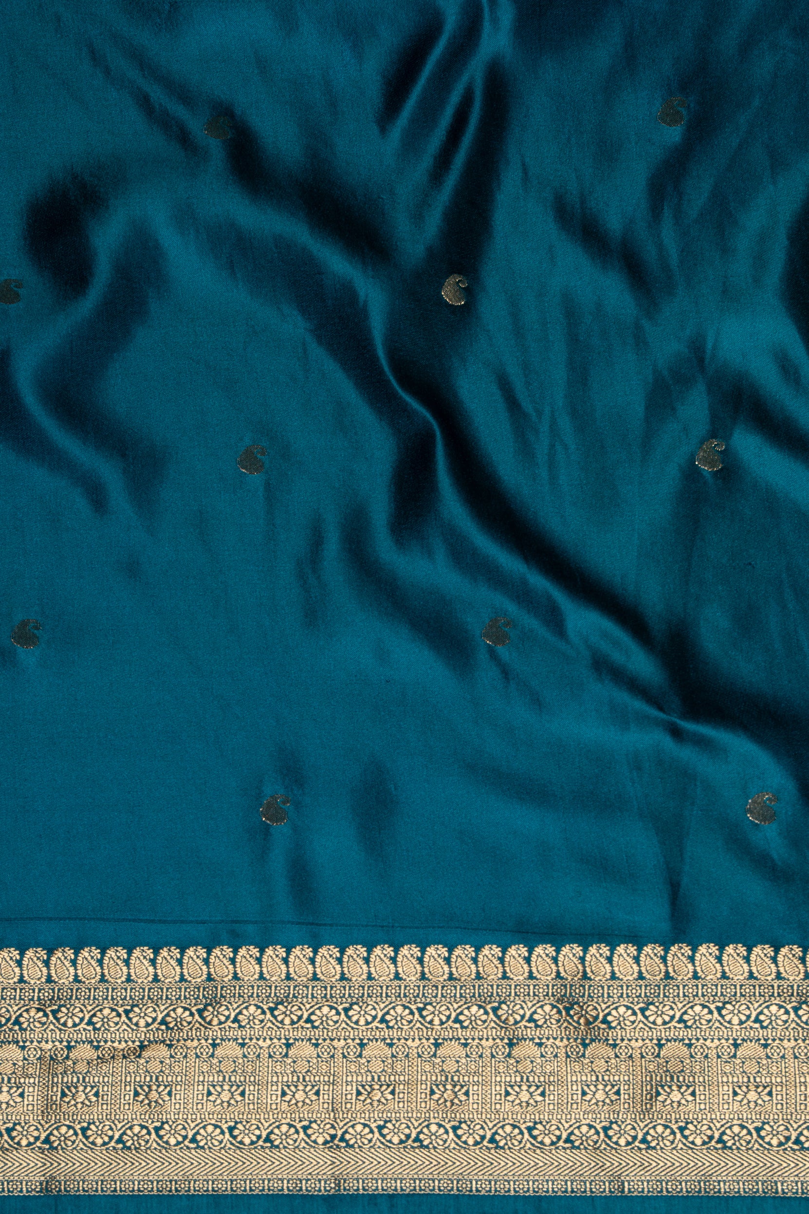 Peacock Blue Soft Silk Banarasi Saree