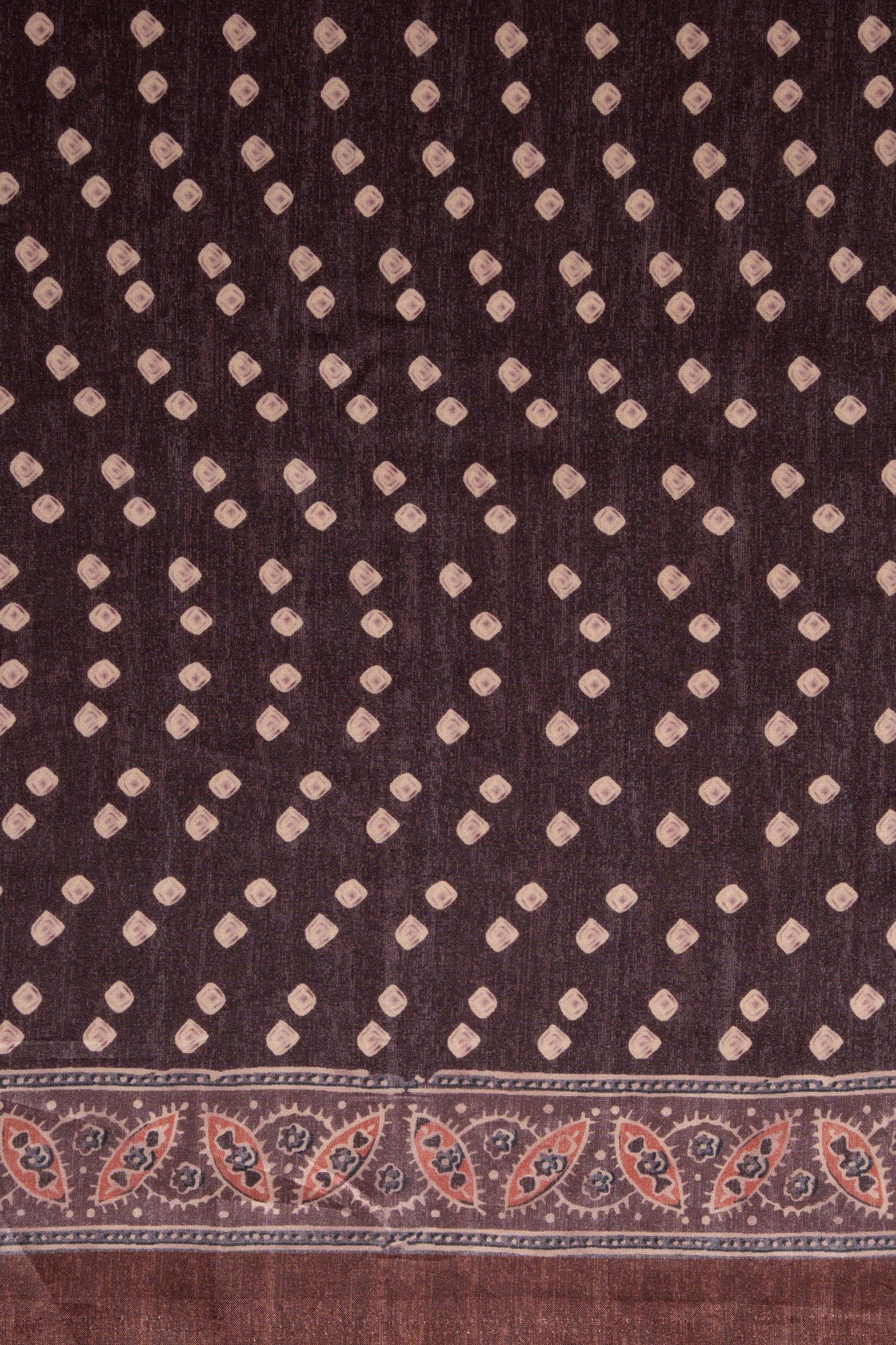 Rust Crepe Saree with Ajrak Print