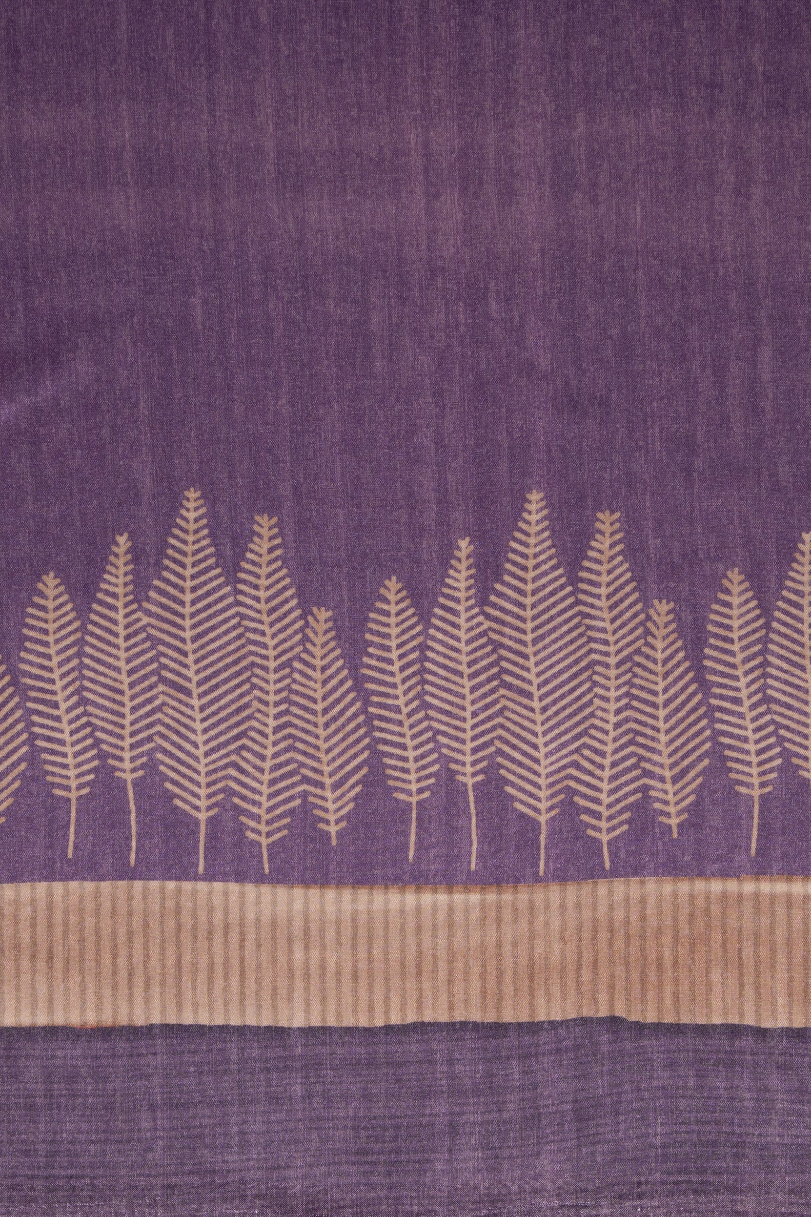 Beige And Purple Crepe Silk Saree