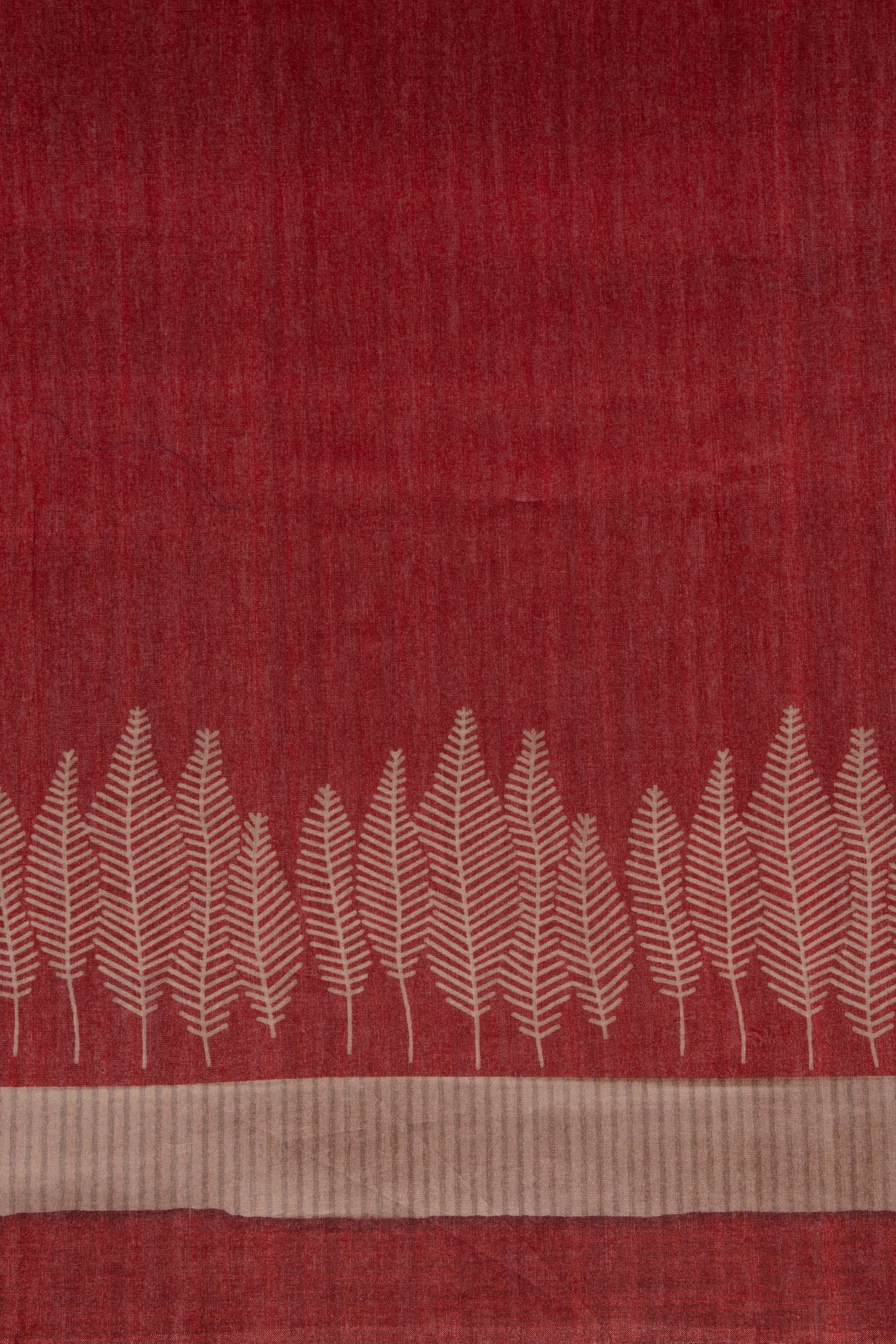 Beige And Red Crepe Silk Saree