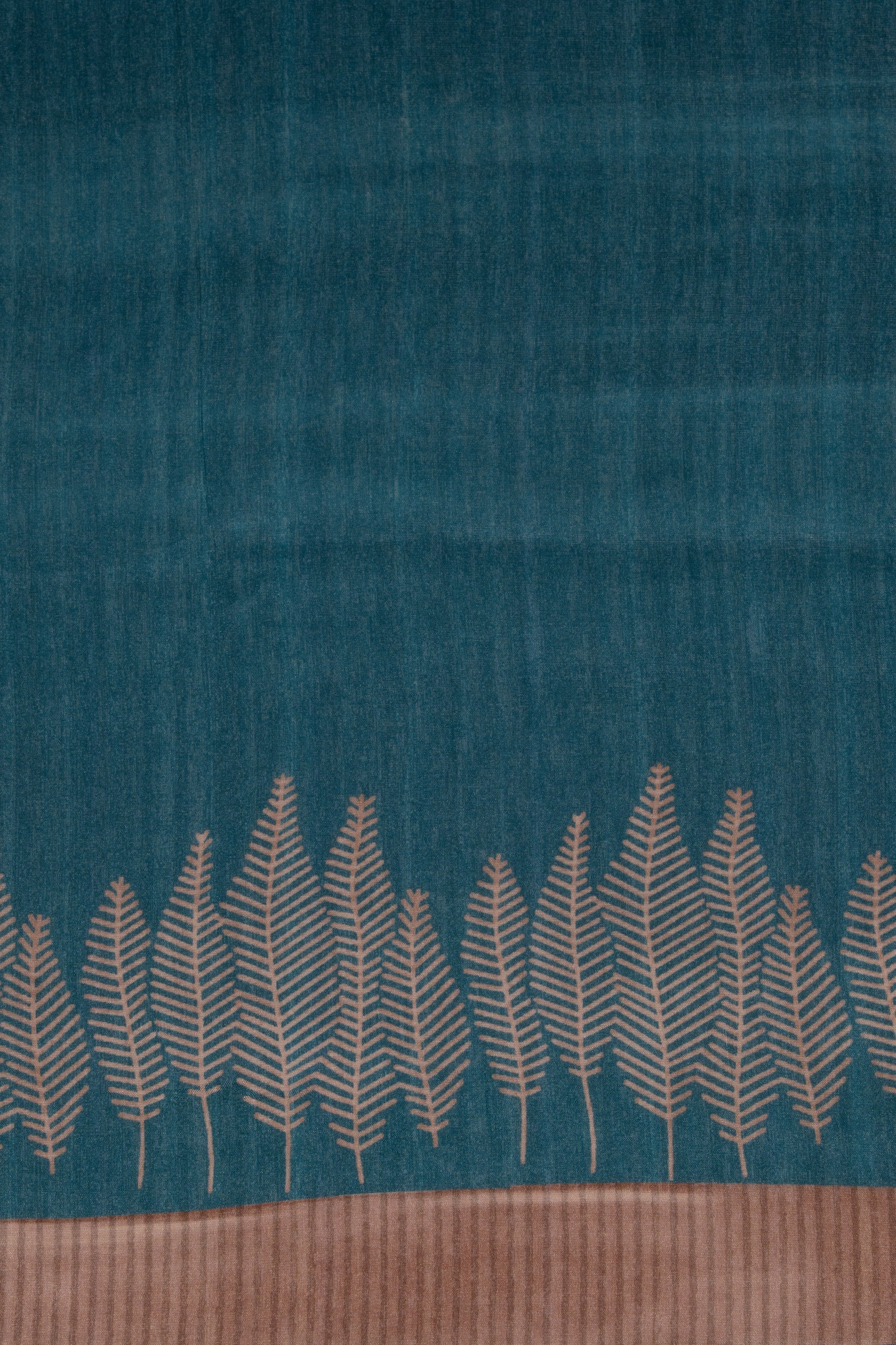 Beige And Blue Crepe Silk Saree