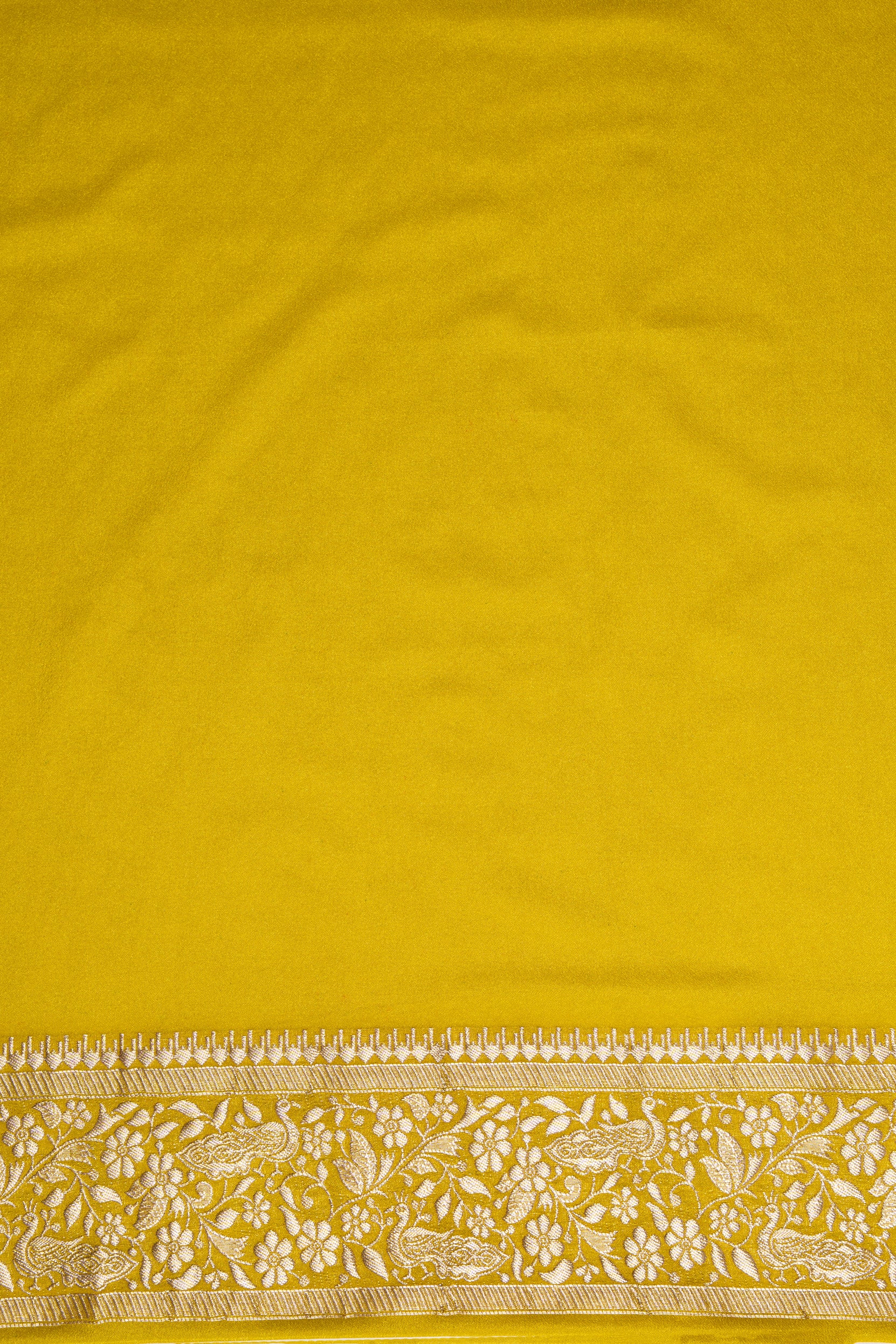 Lemon Yellow Katan Silk Banarasi Saree