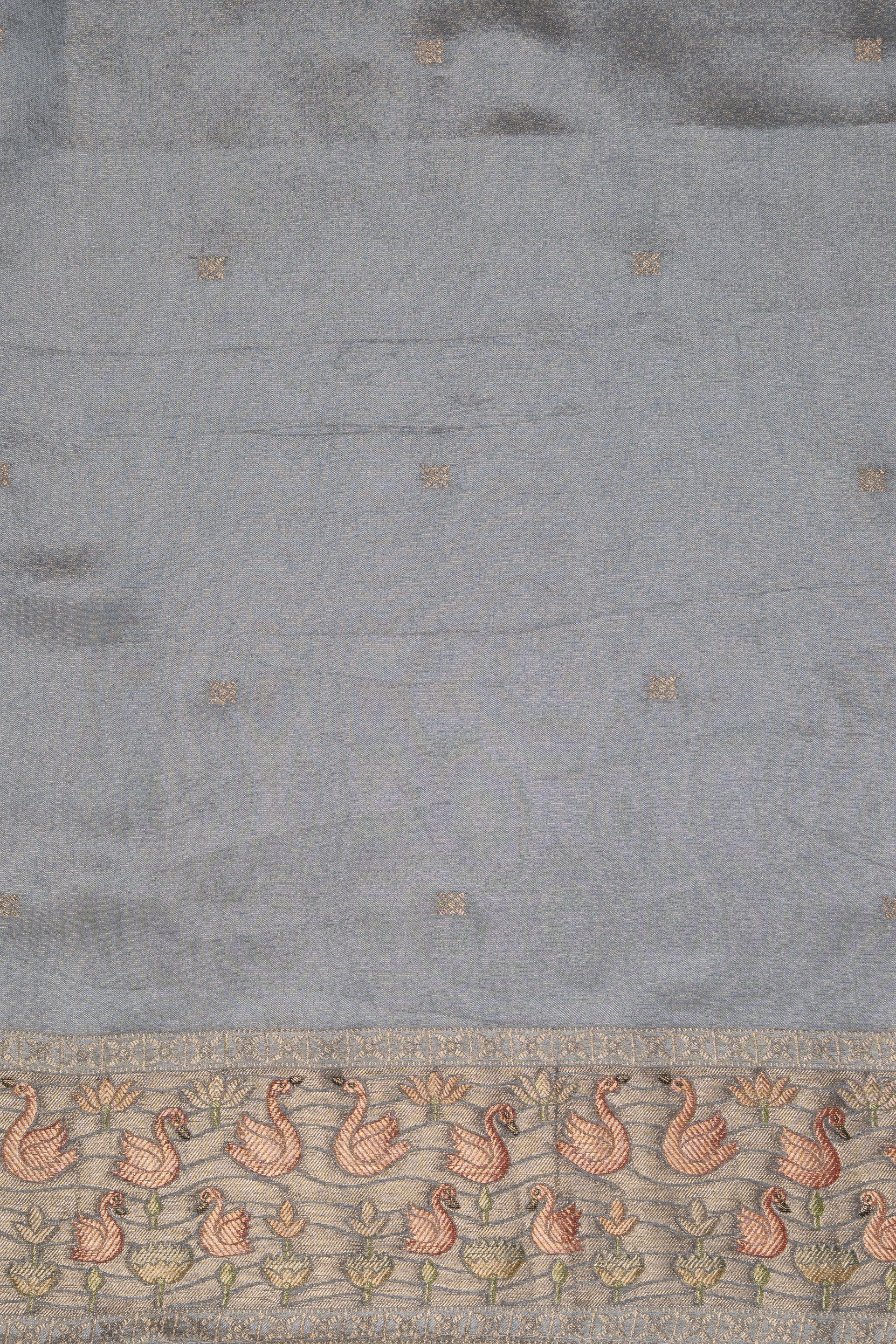 Grey Tussar Silk Saree