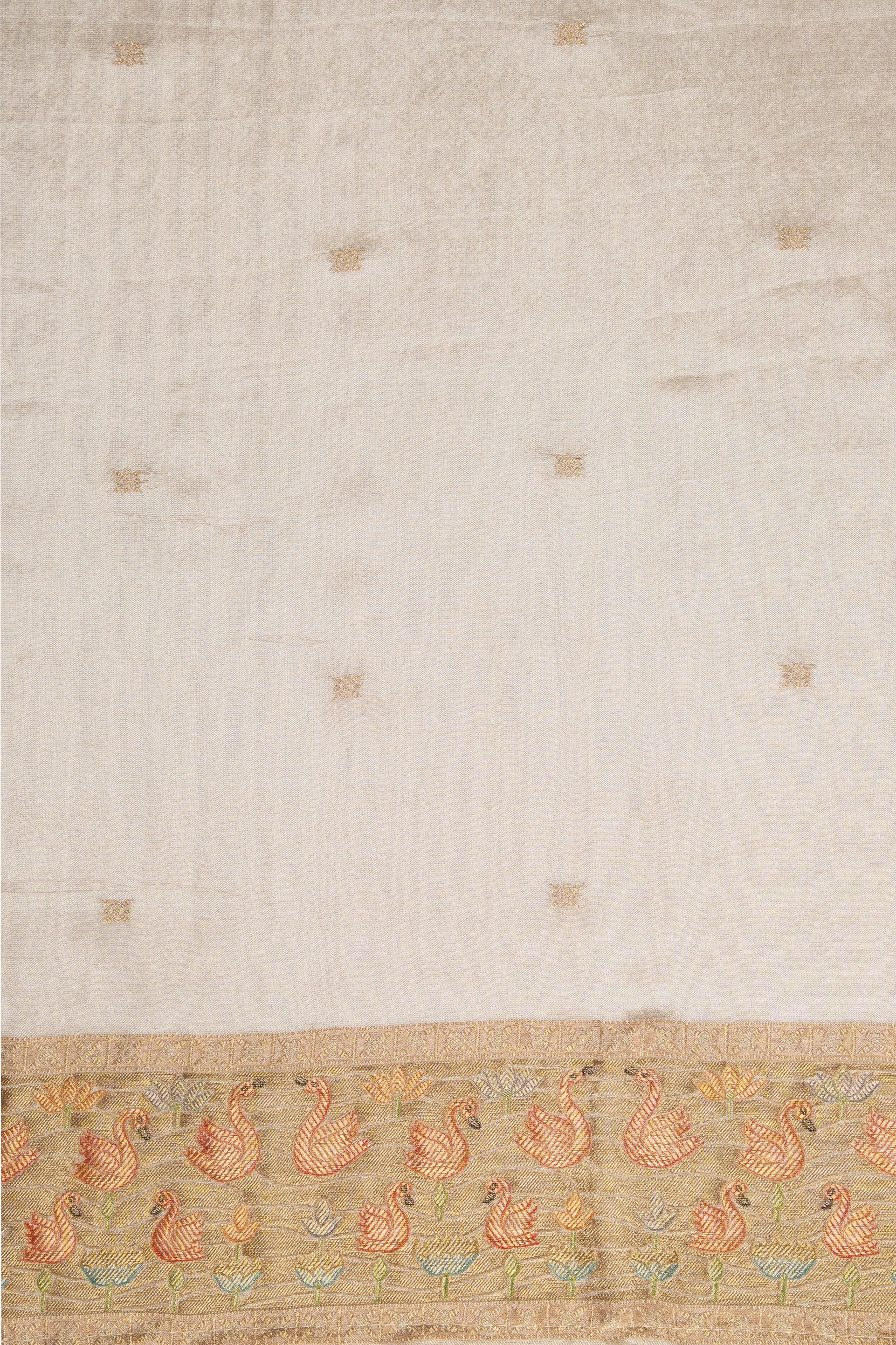 Cream Tussar Silk Saree