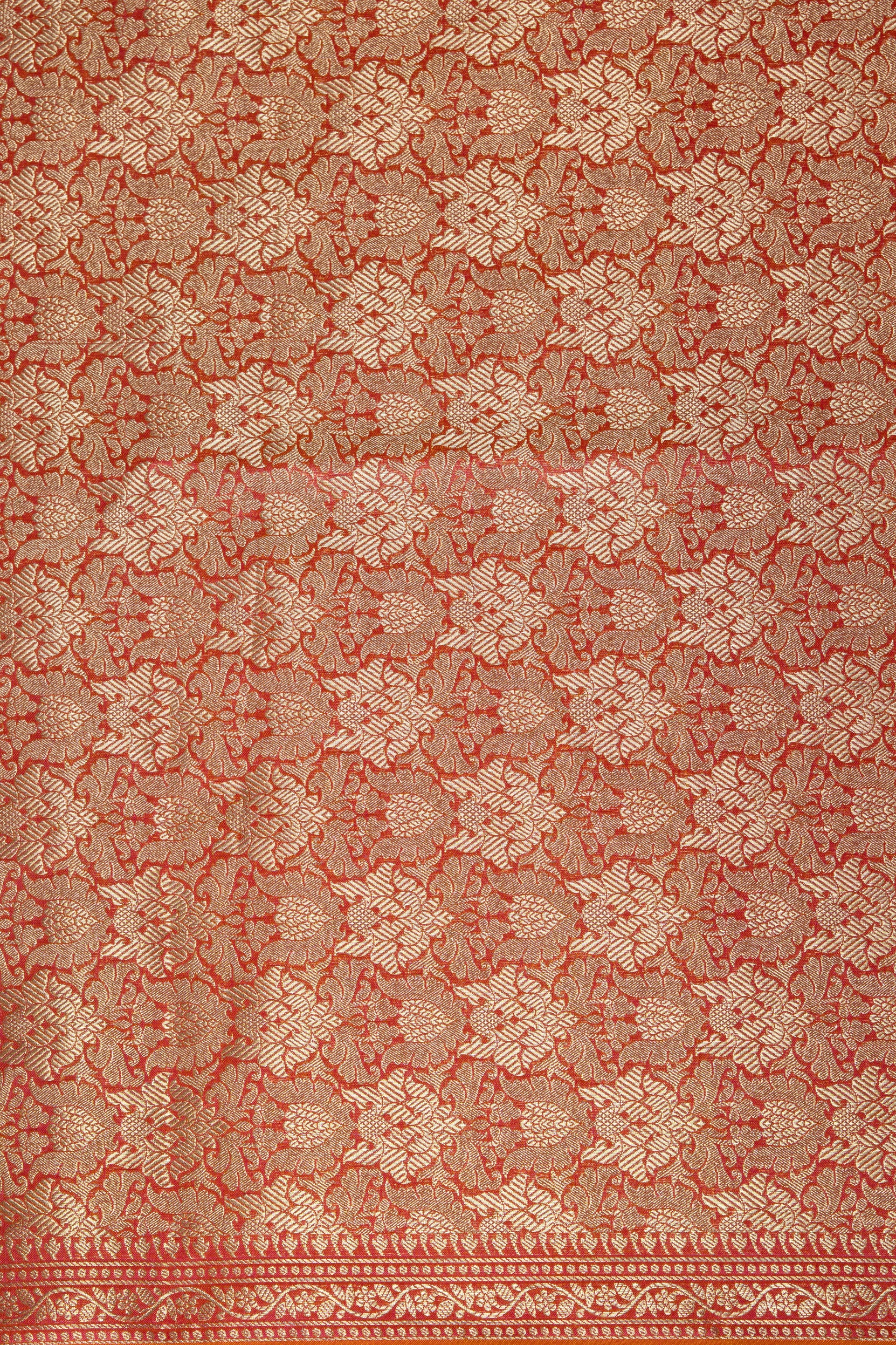 Sunset Orange Katan Silk Saree