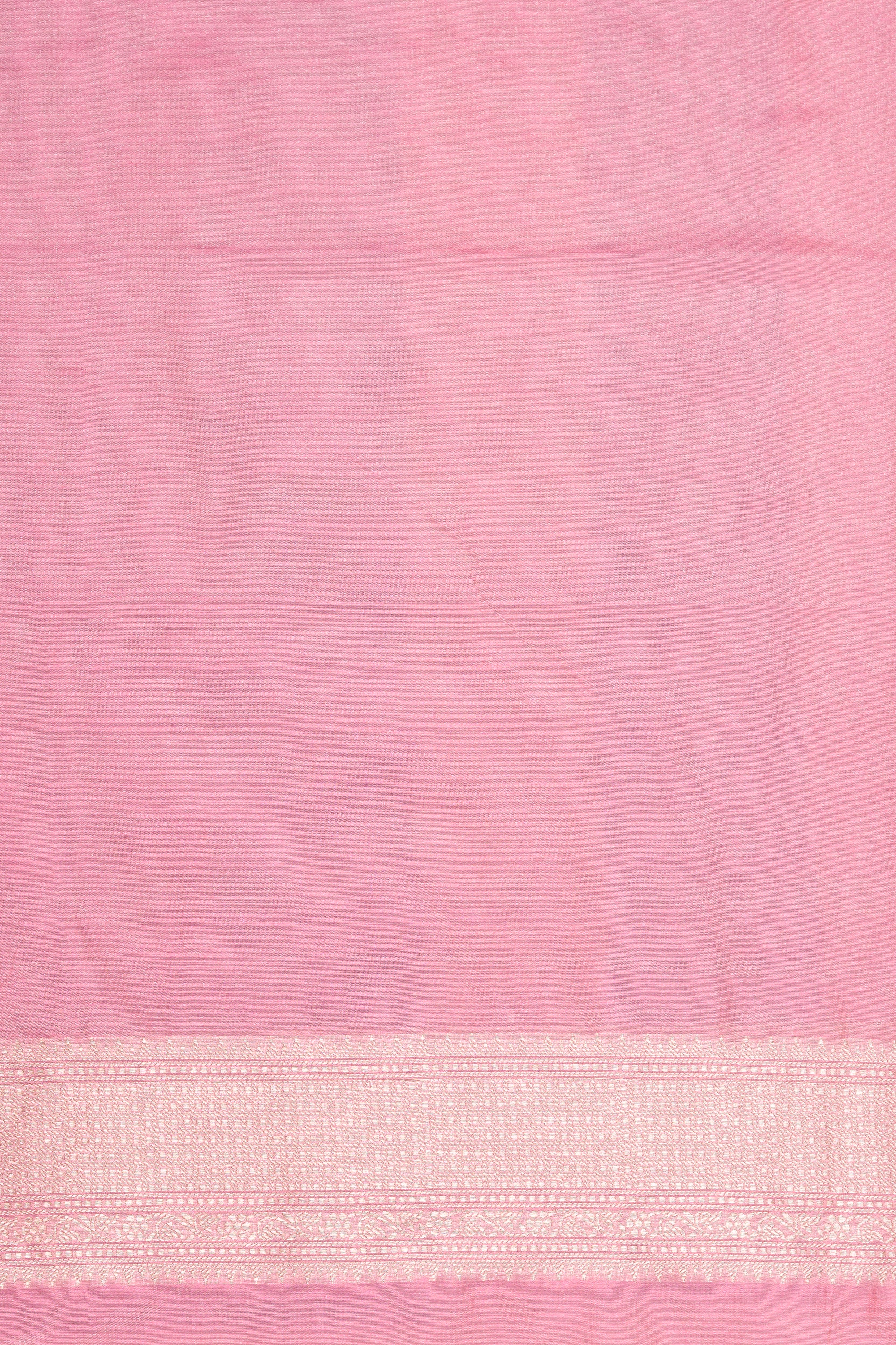 Pastel Pink Katan Silk Banarasi Saree with Leheriya pattern