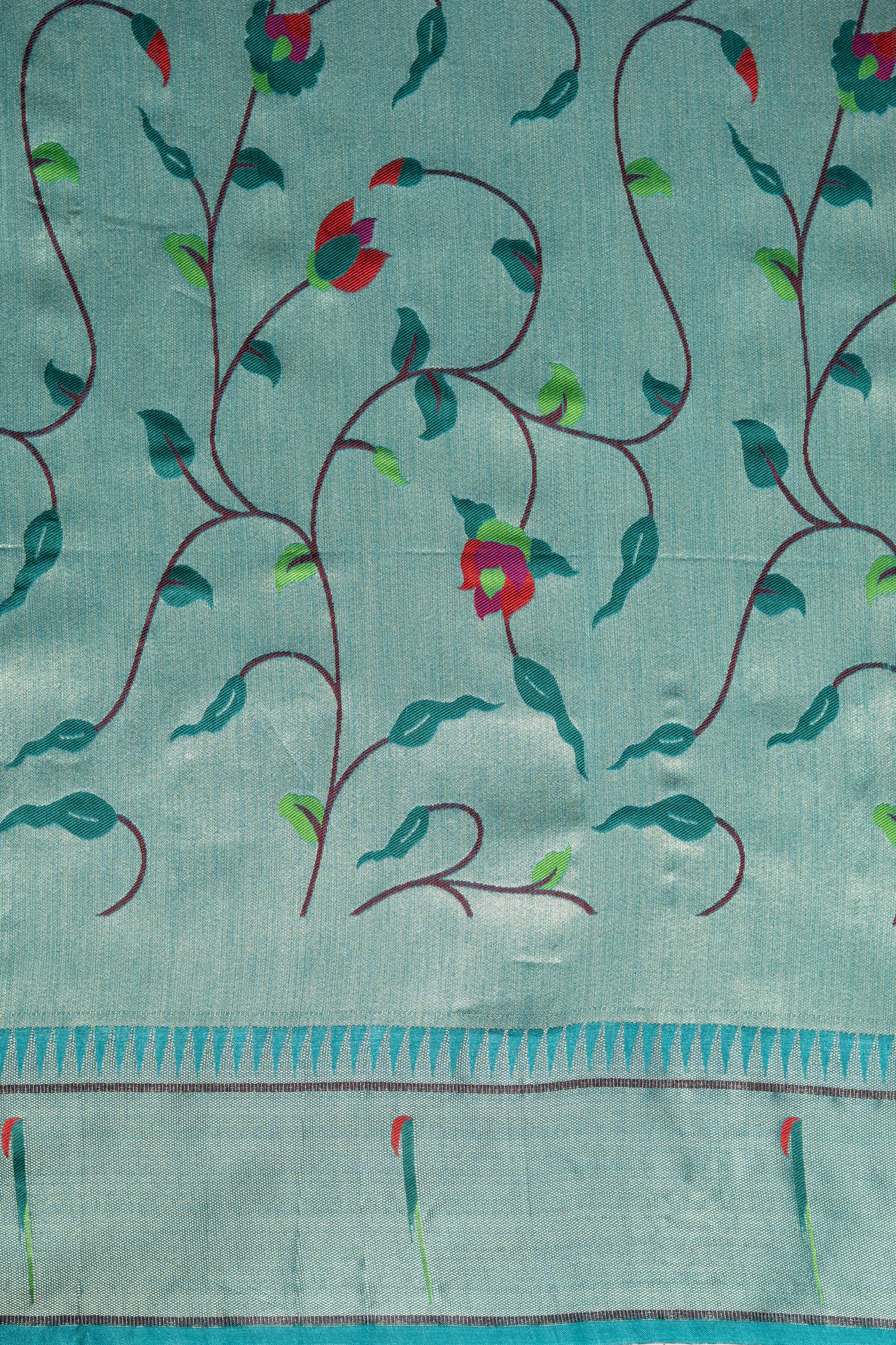 Sea Green Tussar Silk Paithani Saree with Munya Border