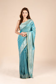 Blue Tussar Silk Banarasi Saree