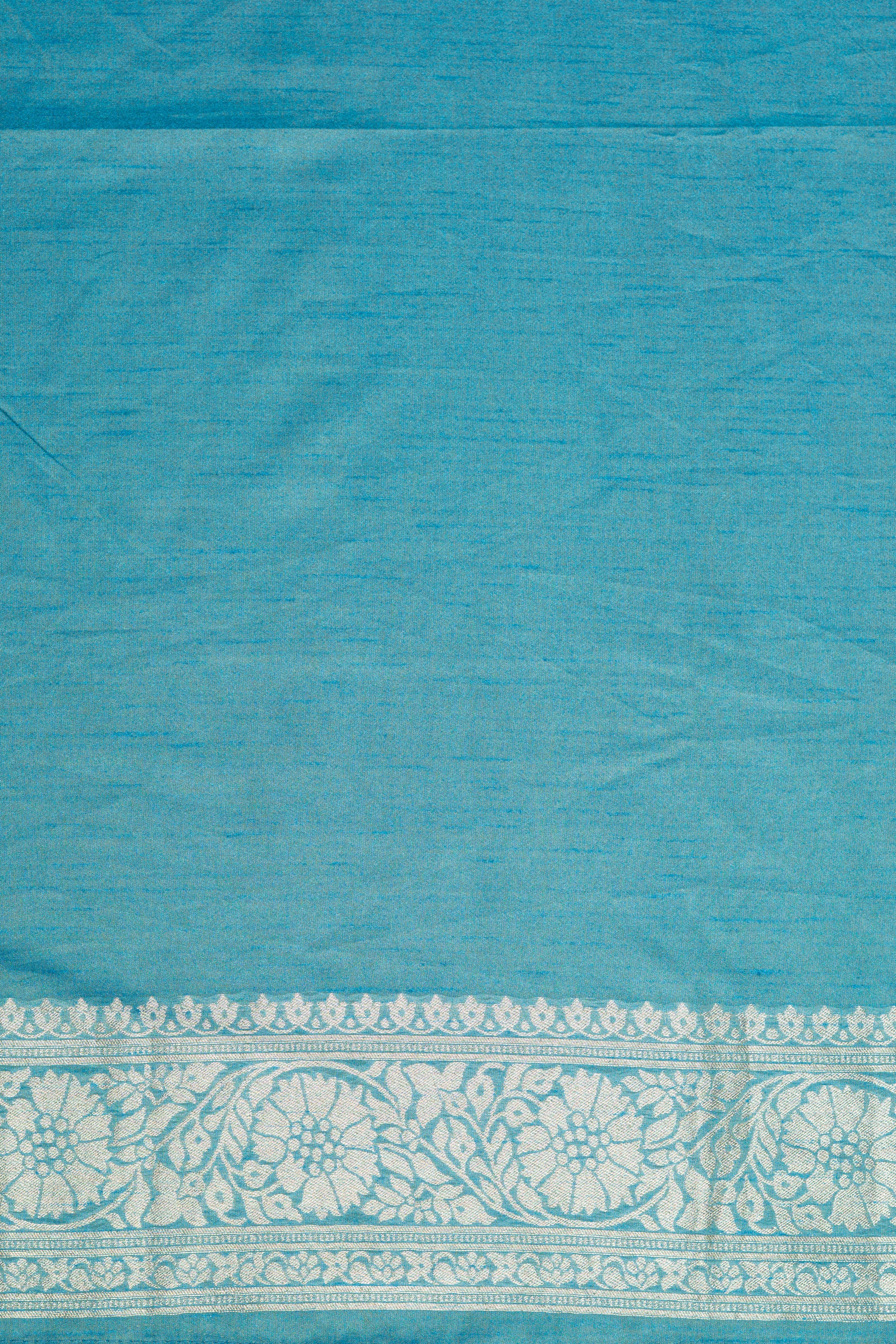 Blue Tussar Silk Banarasi Saree