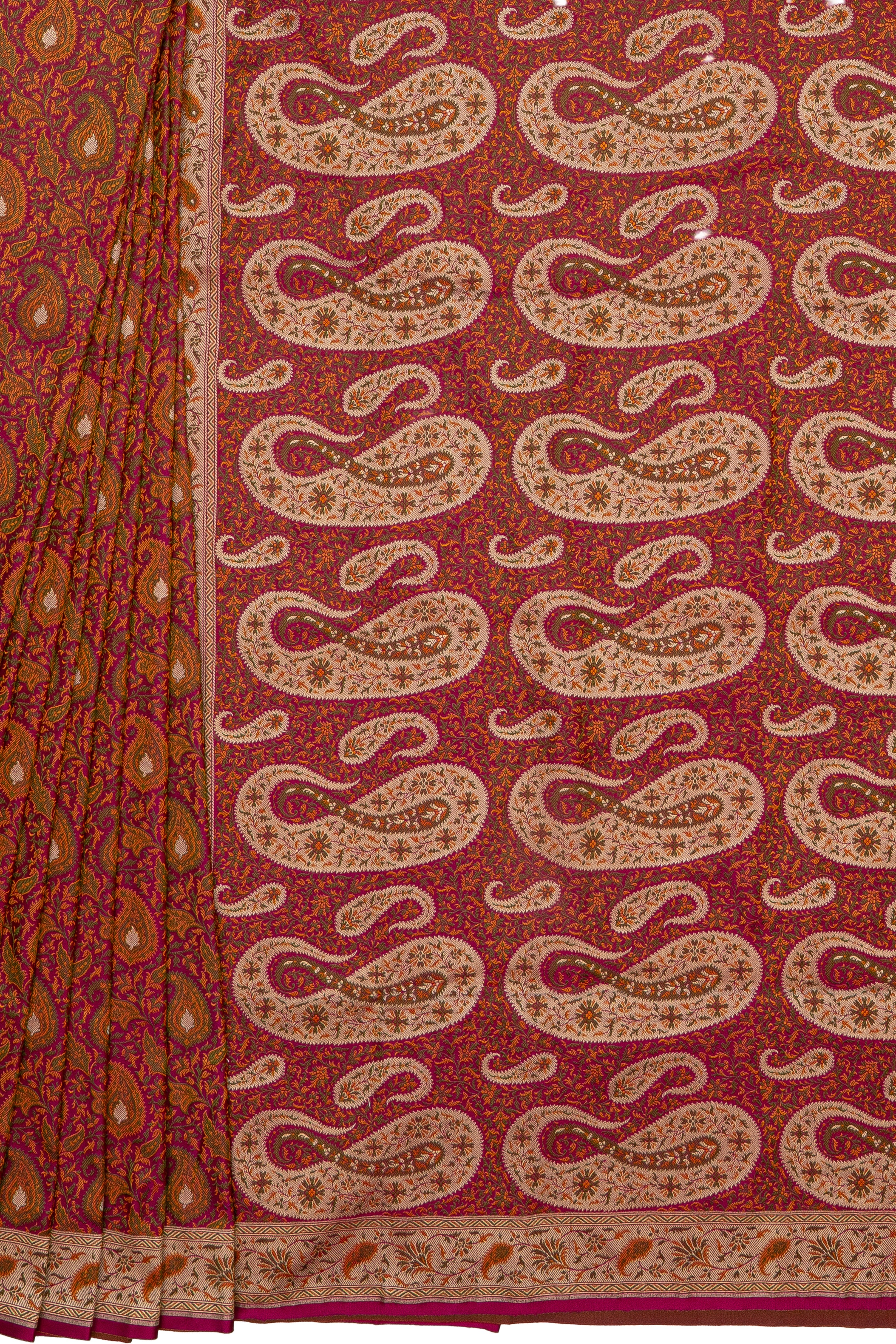 Rani Pink Katan Silk Banarasi Saree with Jamawar motifs