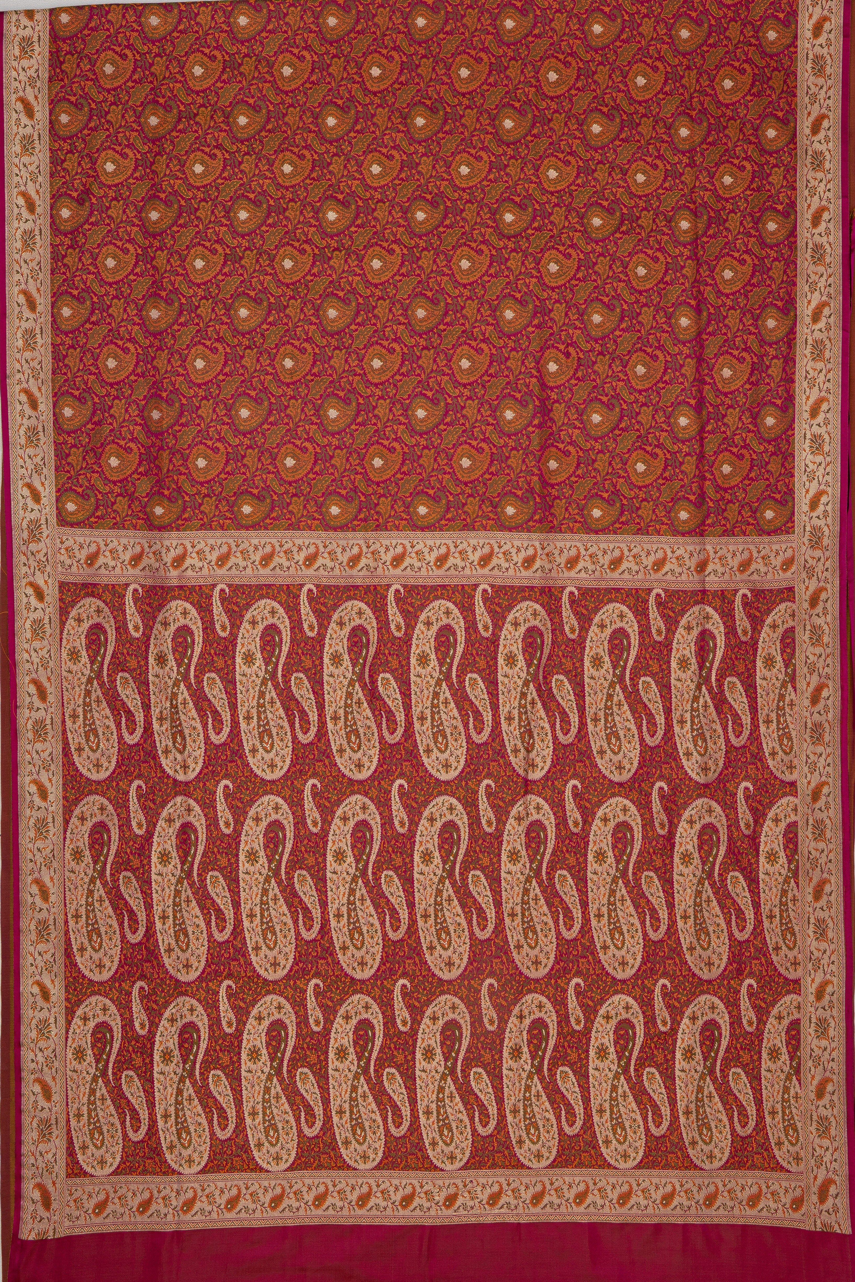 Rani Pink Katan Silk Banarasi Saree with Jamawar motifs
