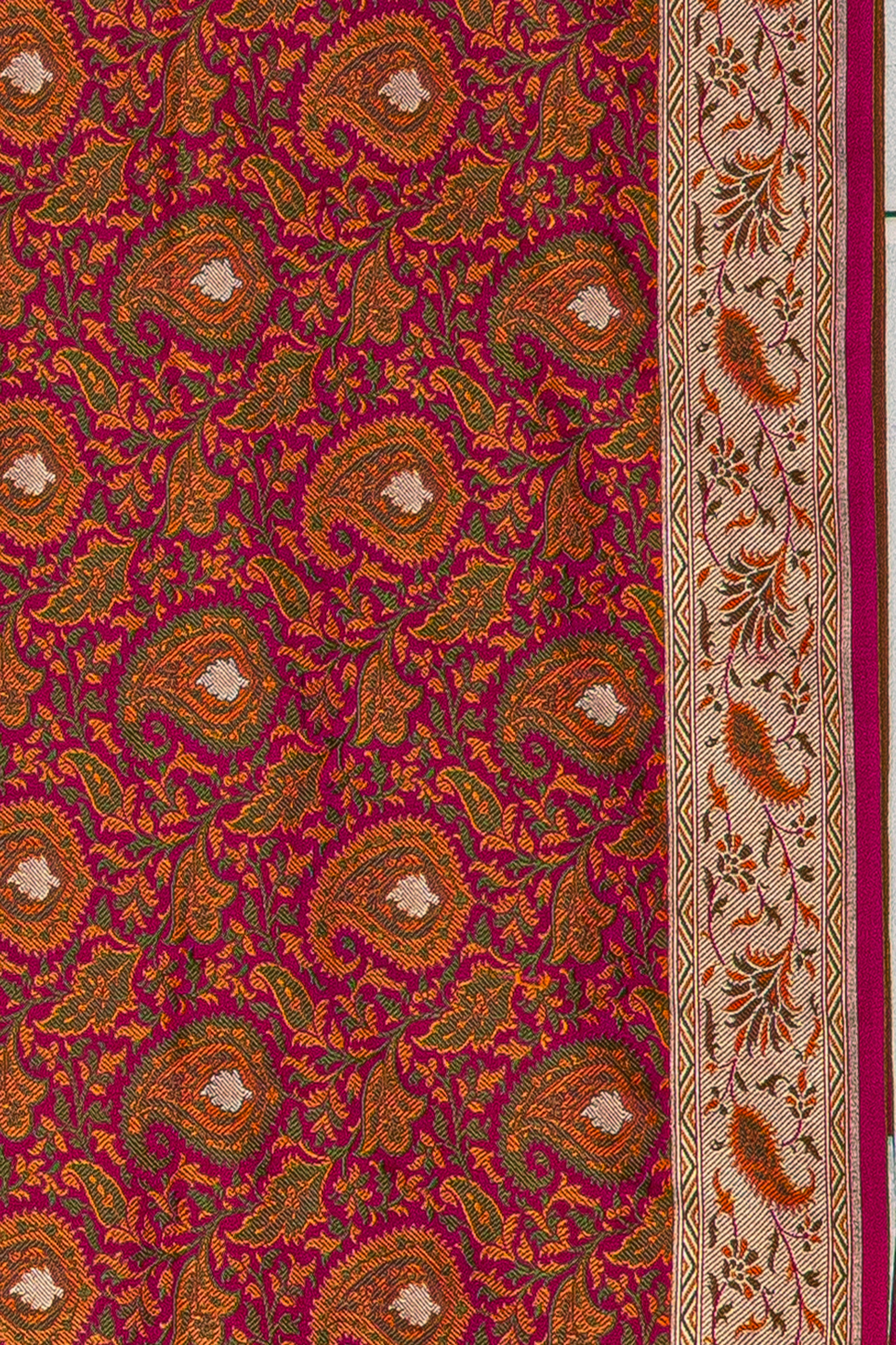 Rani Pink Katan Silk Banarasi Saree with Jamawar motifs