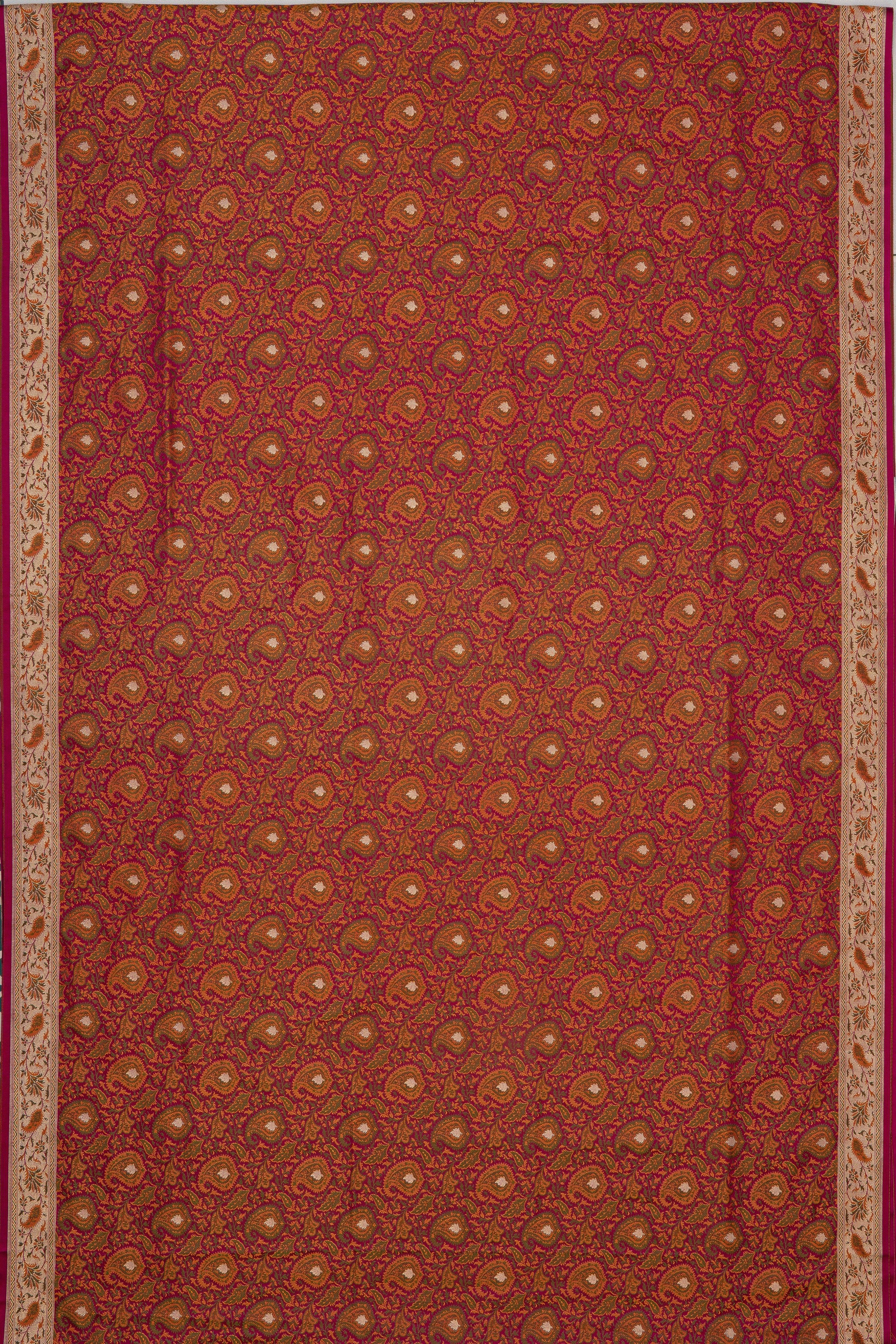 Rani Pink Katan Silk Banarasi Saree with Jamawar motifs