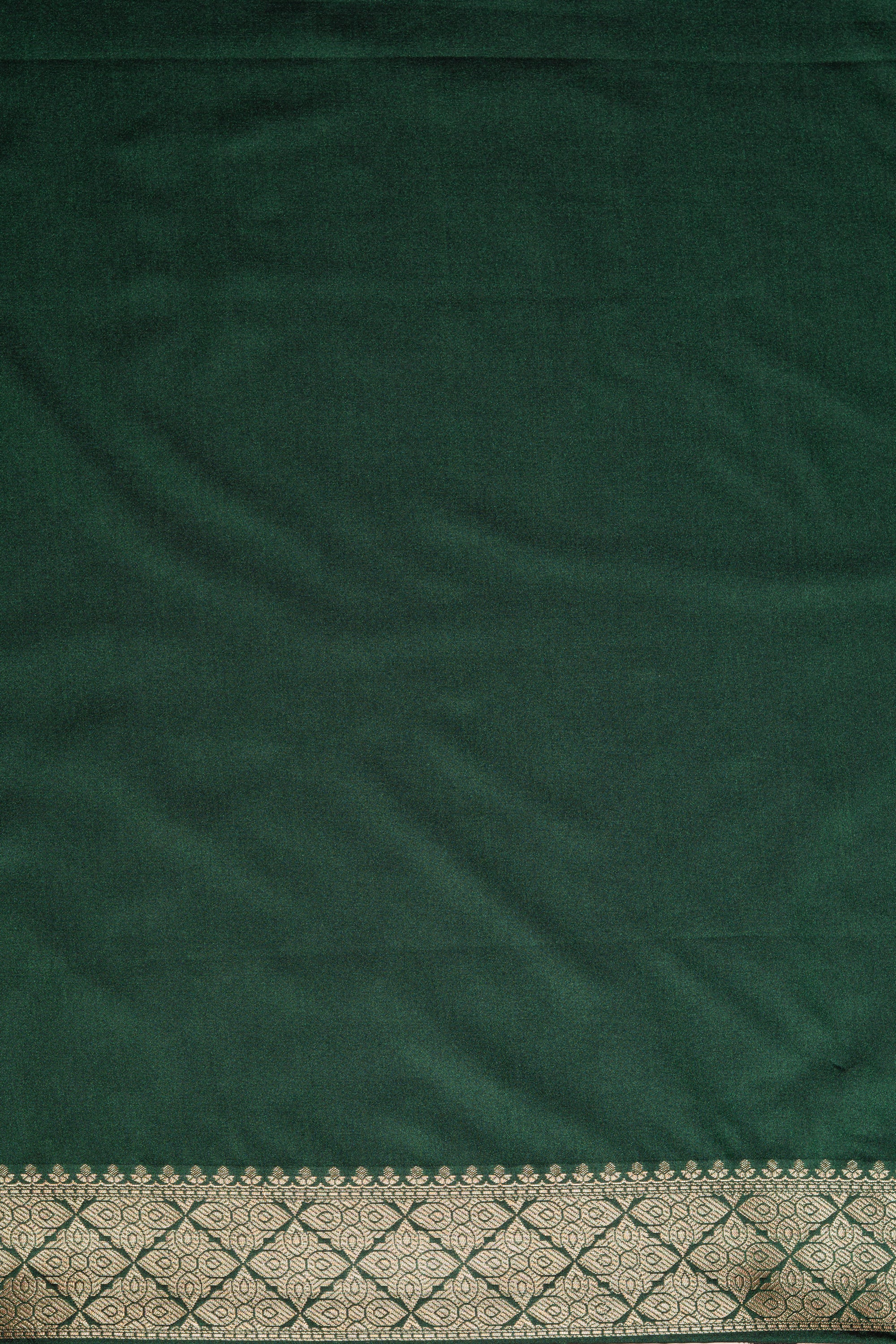 Bottle Green Katan Silk Banarasi Saree