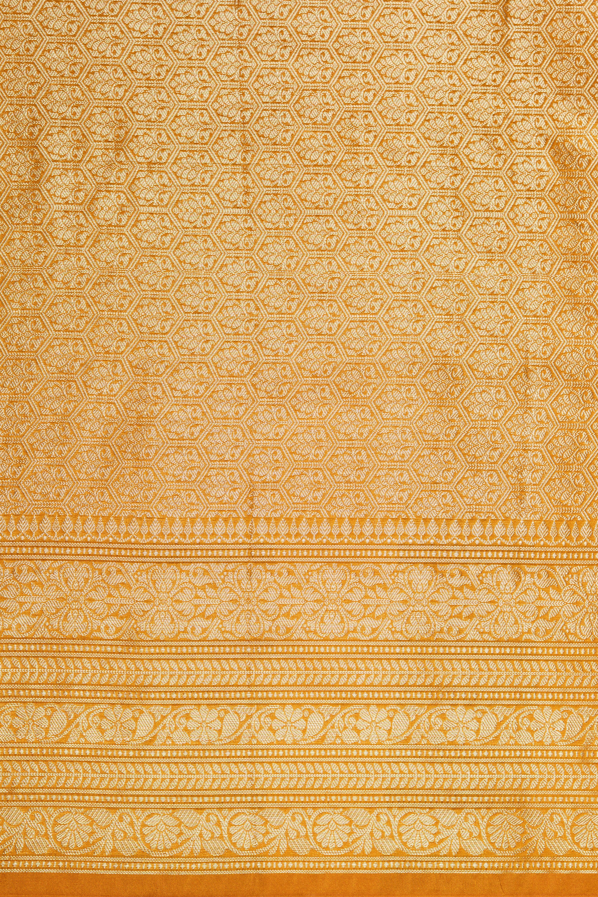 Mustard Yellow Kora Silk Banarasi Saree