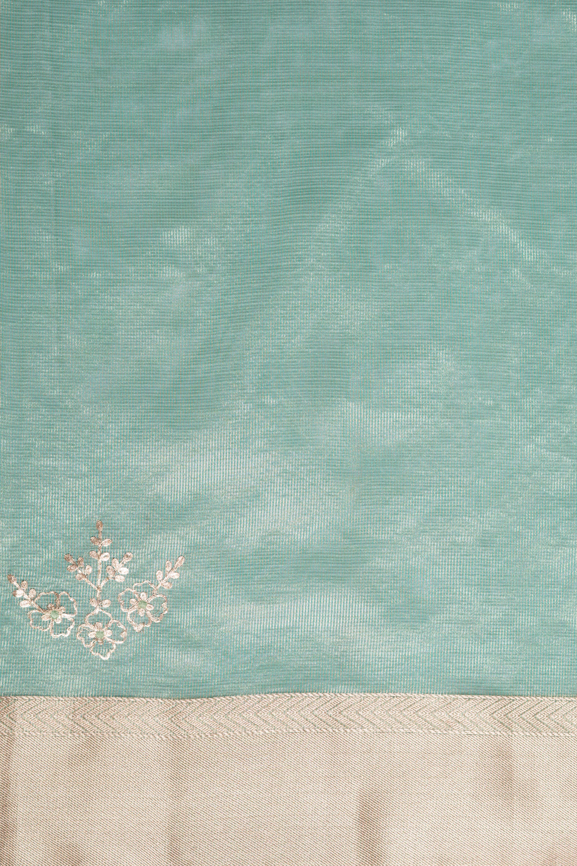 Sea Green Tissue Silk Saree with Pita work