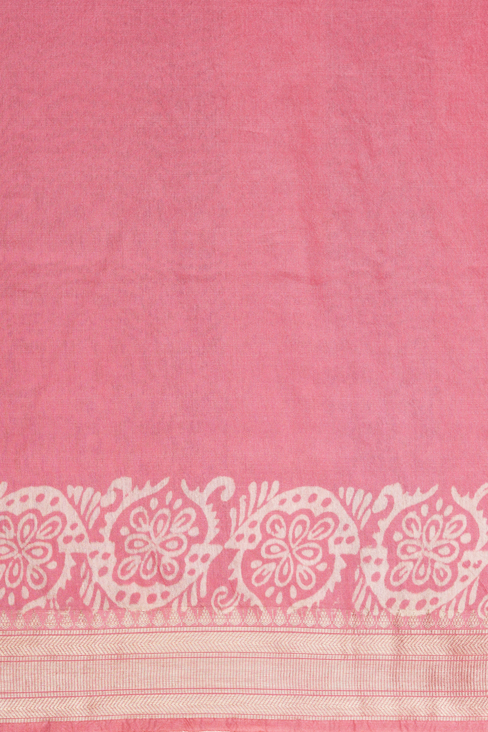 Pink Tussar Silk Saree