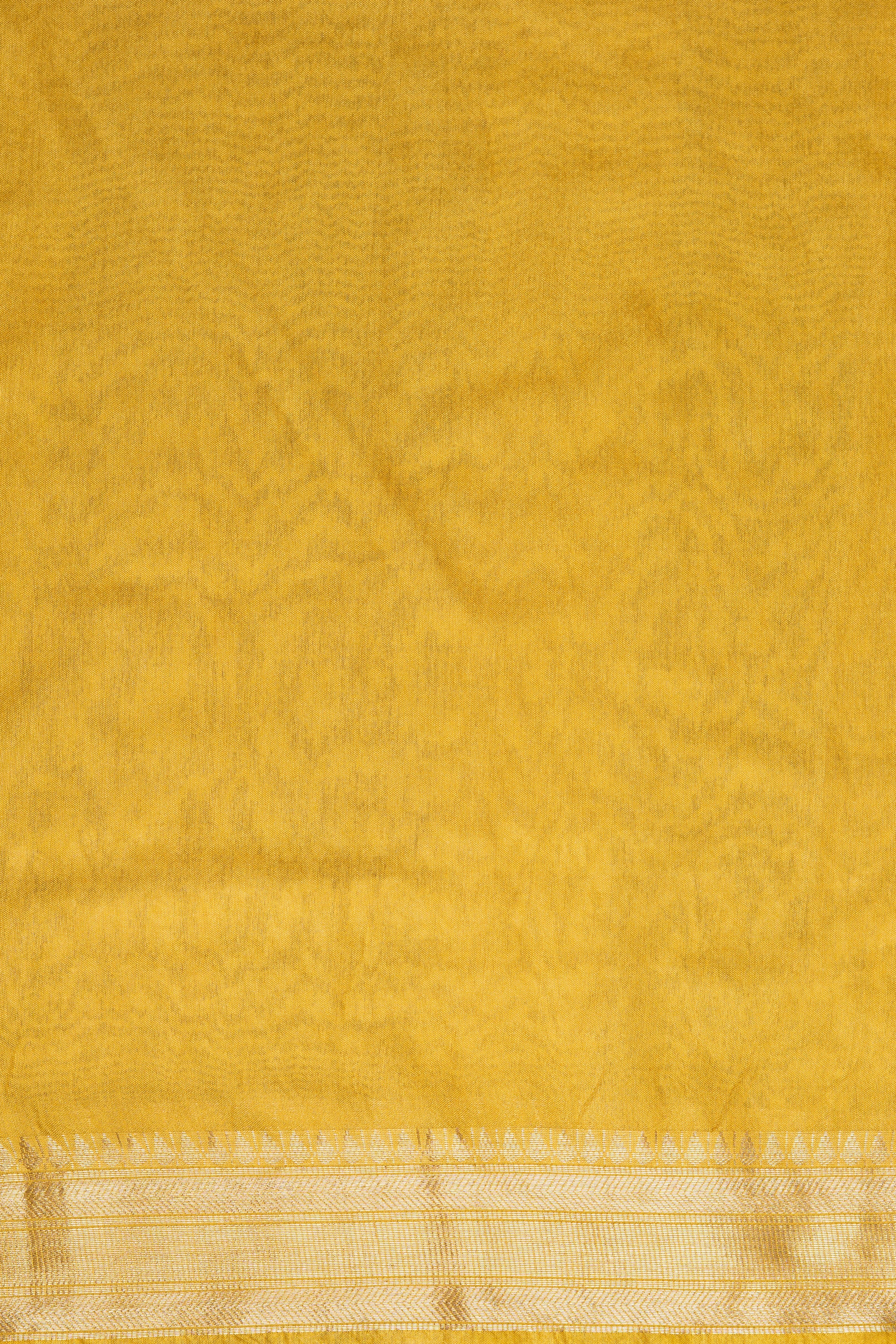 Yellow Tussar Silk Saree