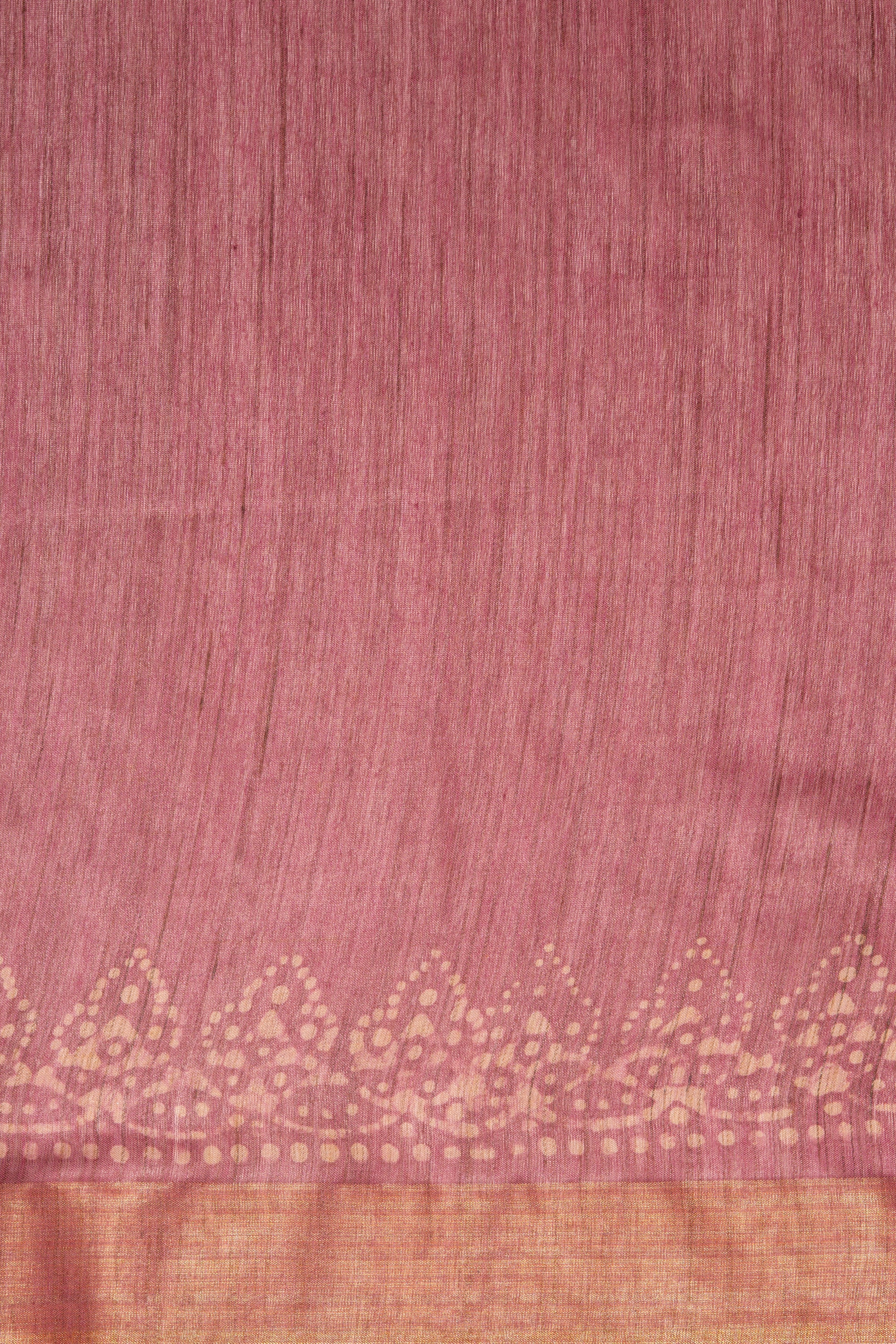 Cream and Pink Khadi Silk Saree with Batik Print