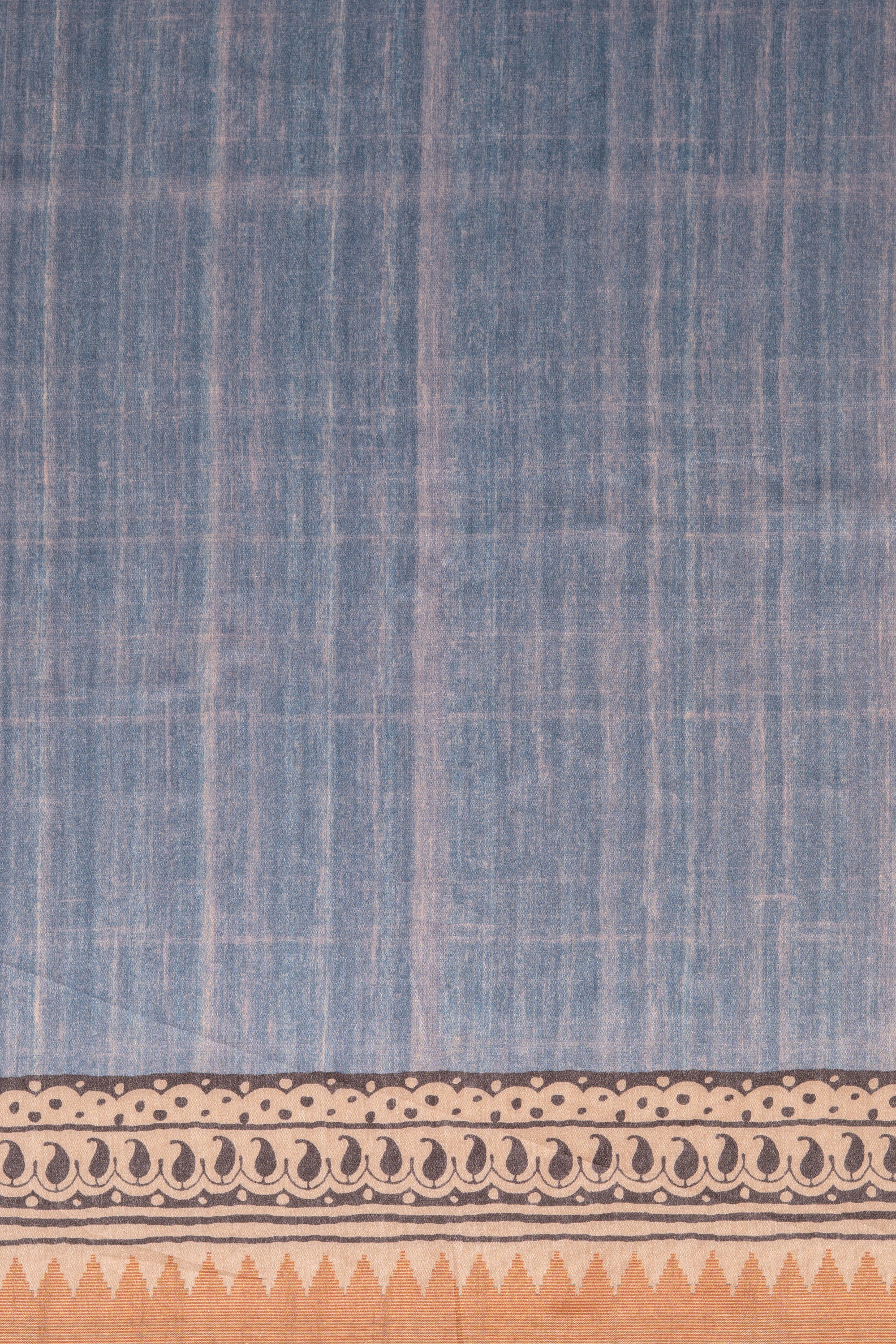 Blue Dupion Silk Saree with Floral Print