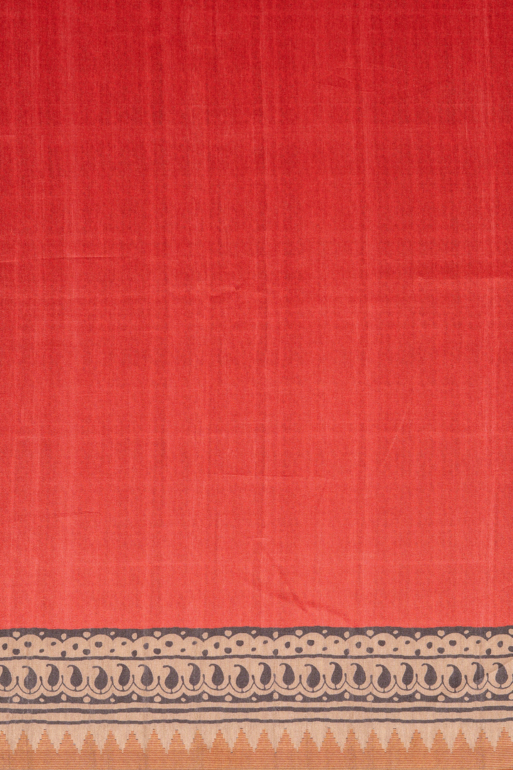 Red Dupion Silk Saree with Floral Print