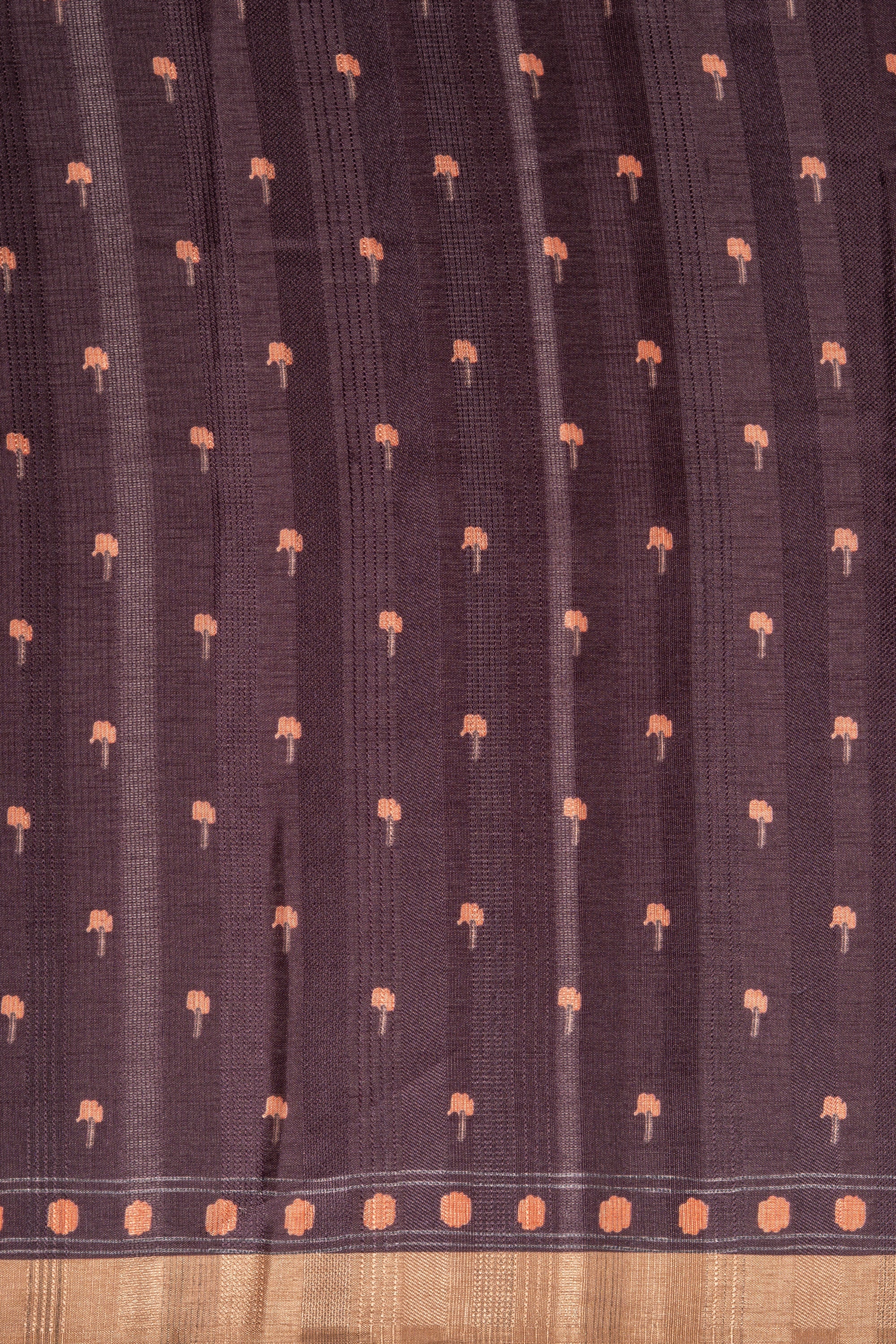 Brown Tussar Silk Saree with Ajrak Print