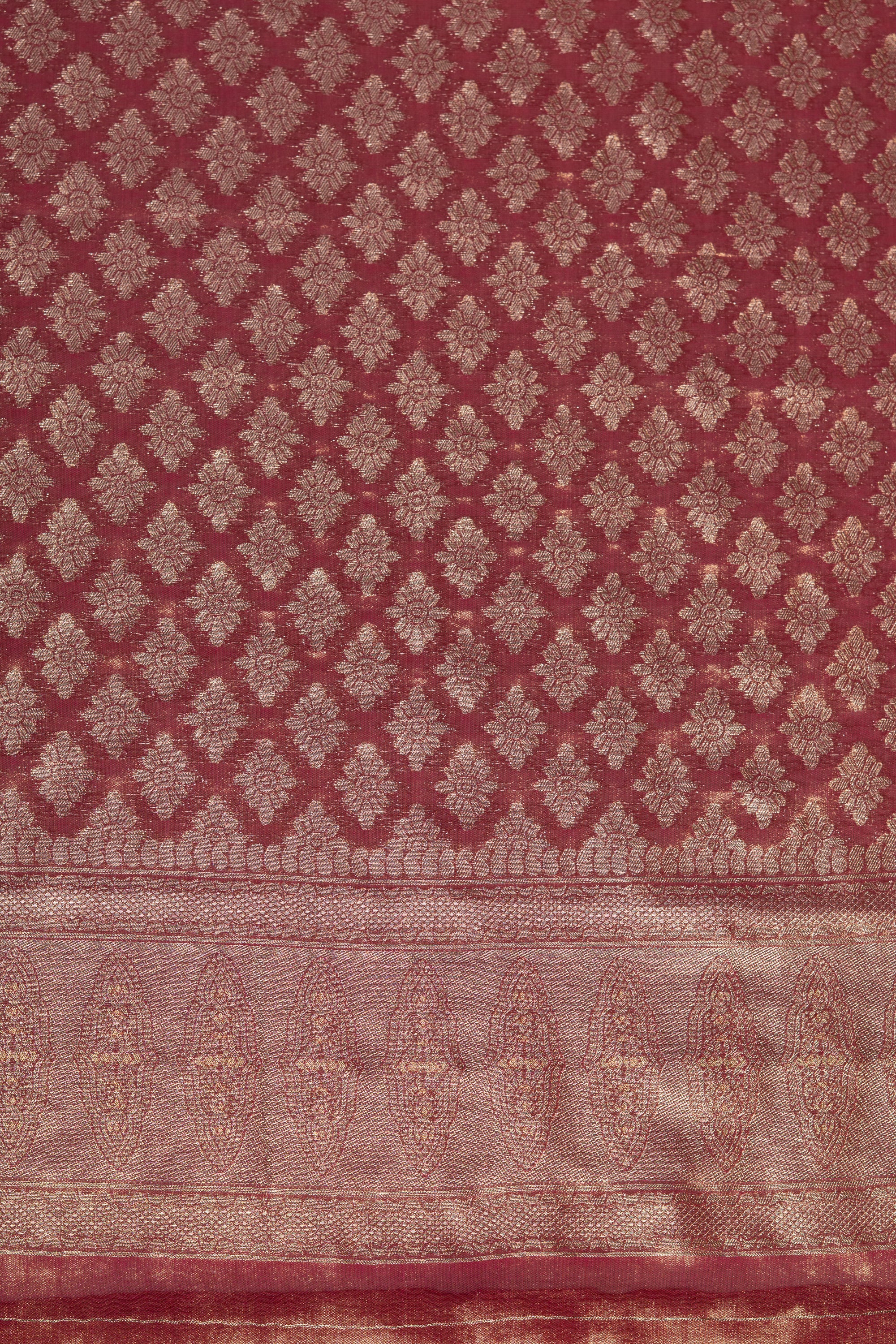 Rose Gold Tissue Silk Brocade Saree