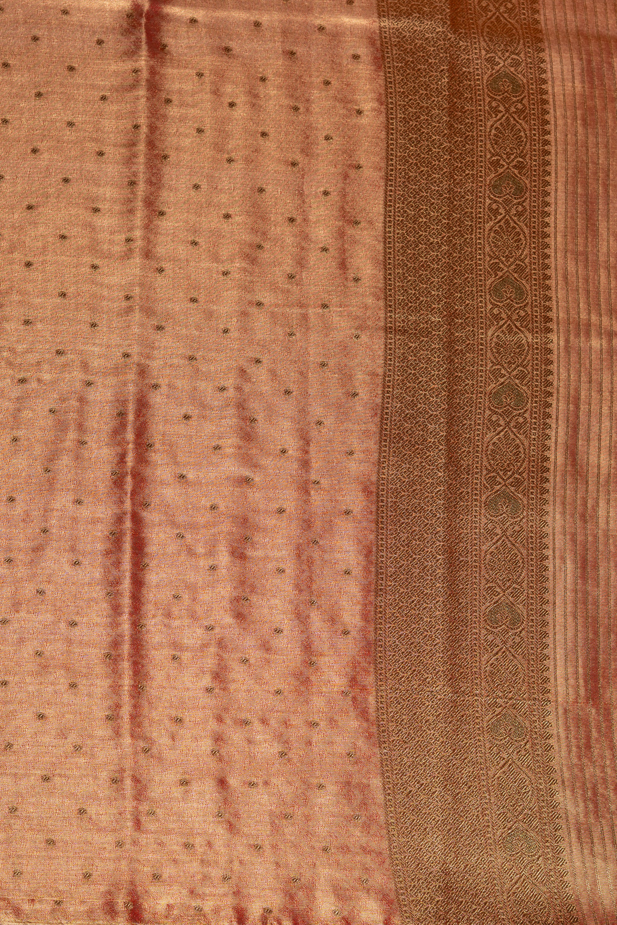 Orange Tissue Silk Brocade Saree with Jaal pattern
