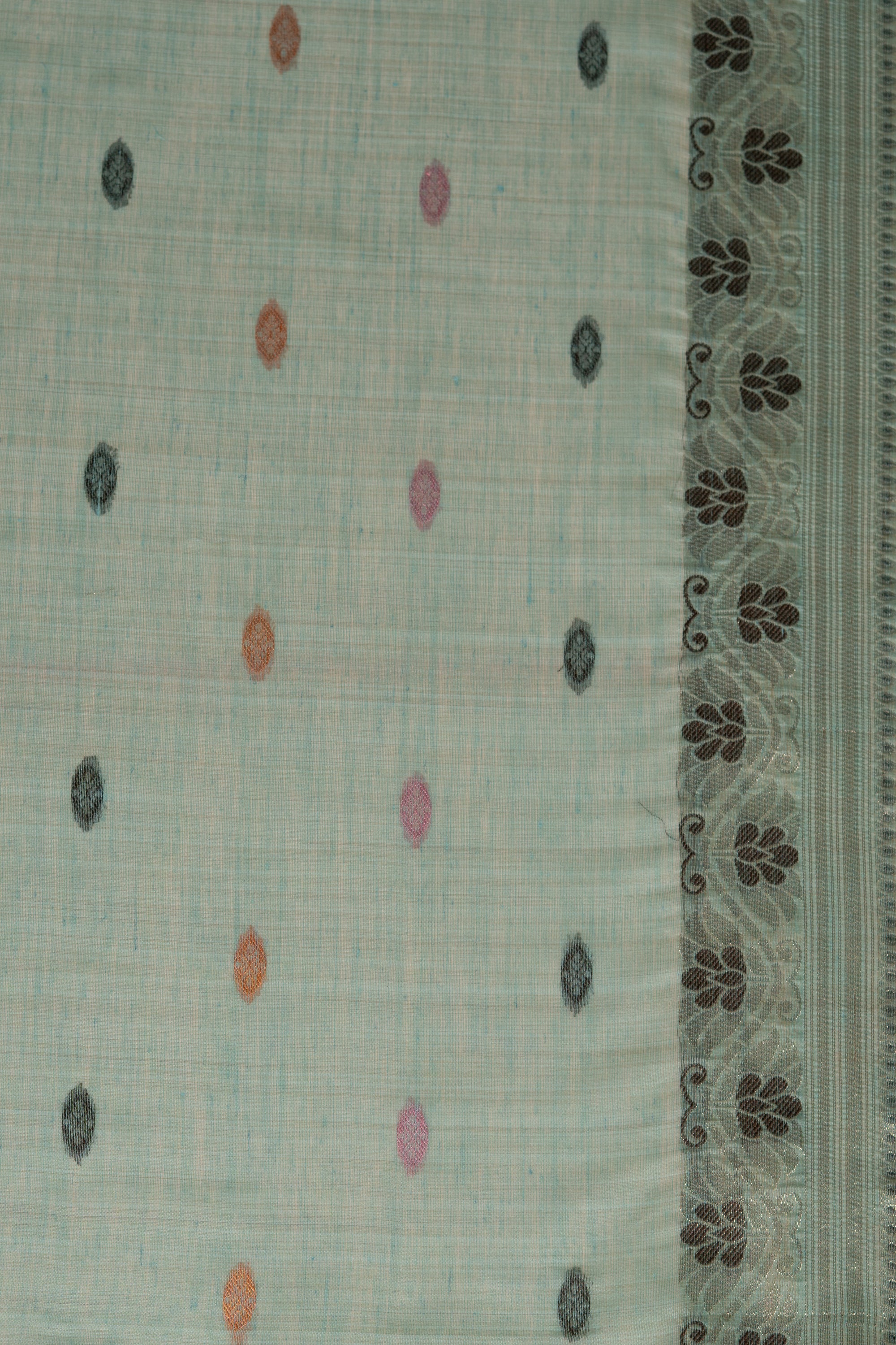 Sea Green Silk Linen Saree