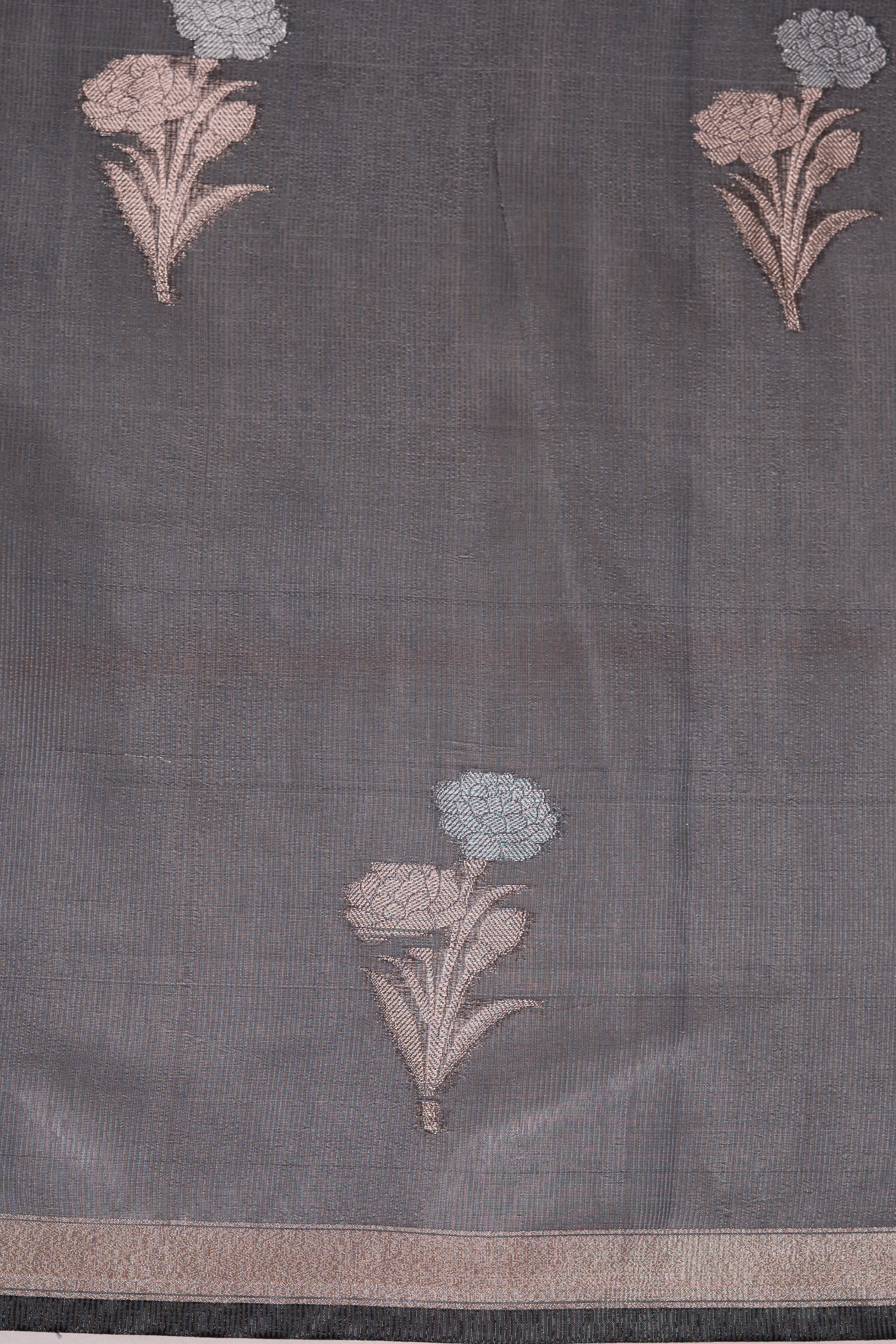 Dusty Blue Tissue Silk Saree