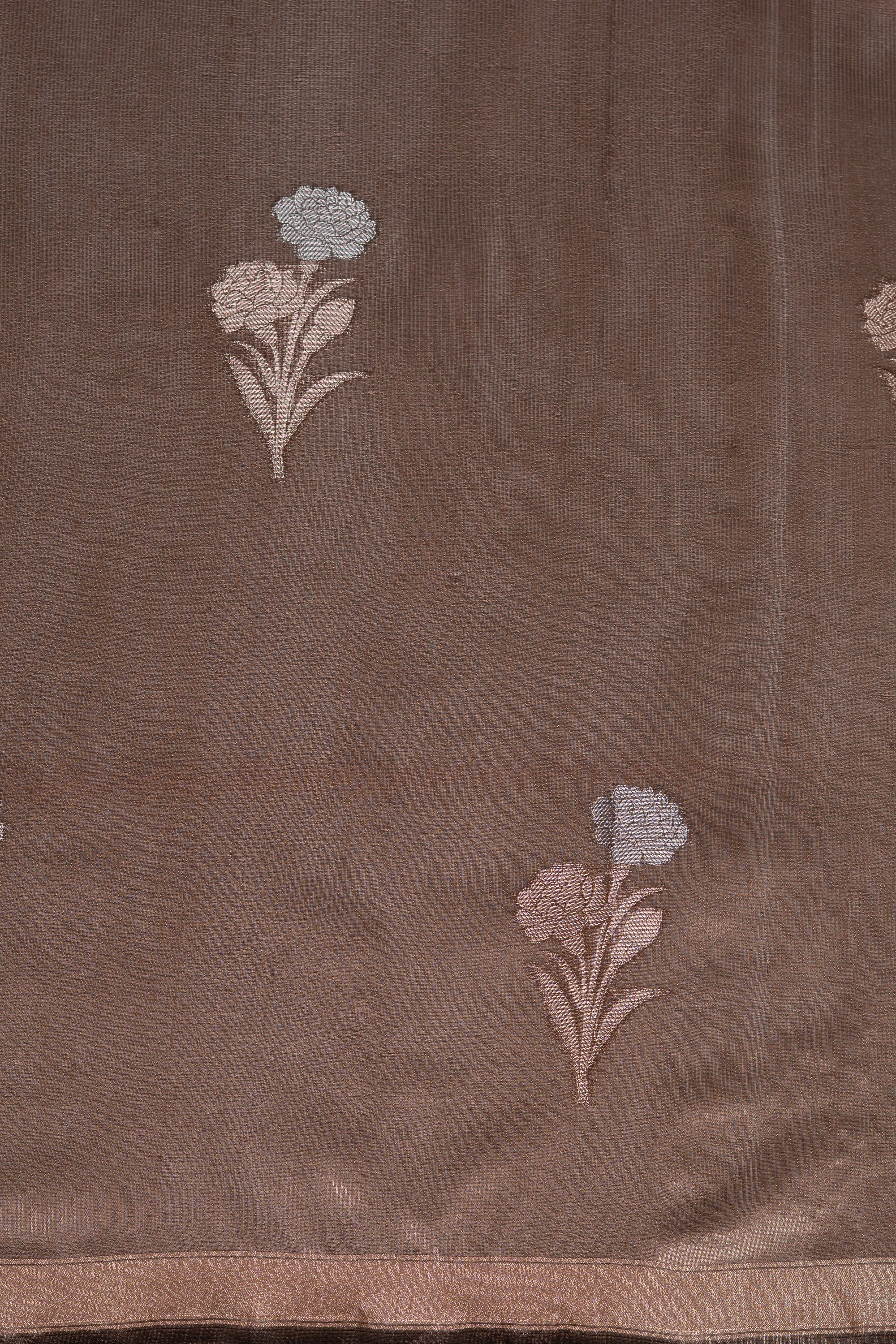 Brown Tussar Silk Saree