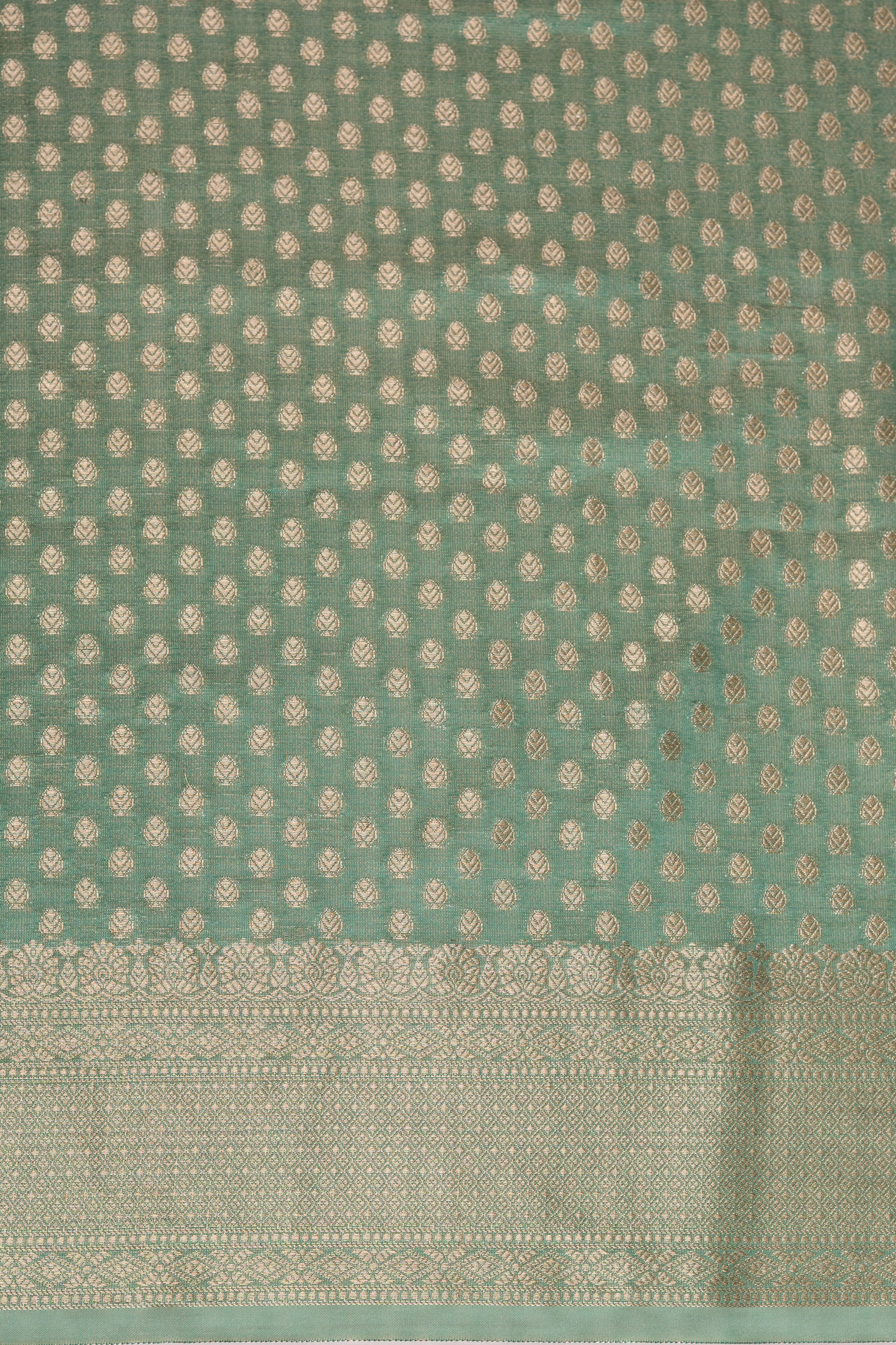 Sea Green Tissue Silk Saree with Jaal pattern