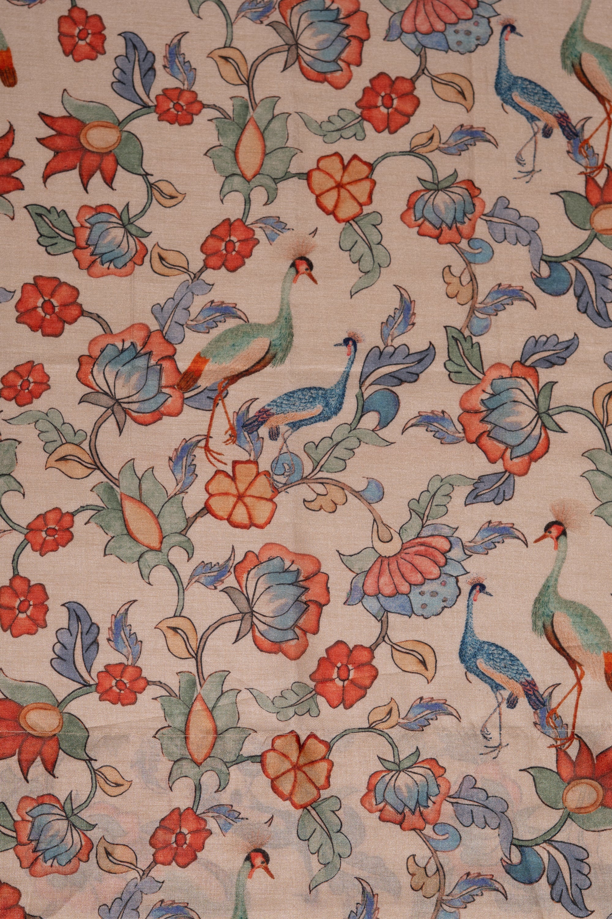 Cream Tissue Silk Saree with Kalamkari Print