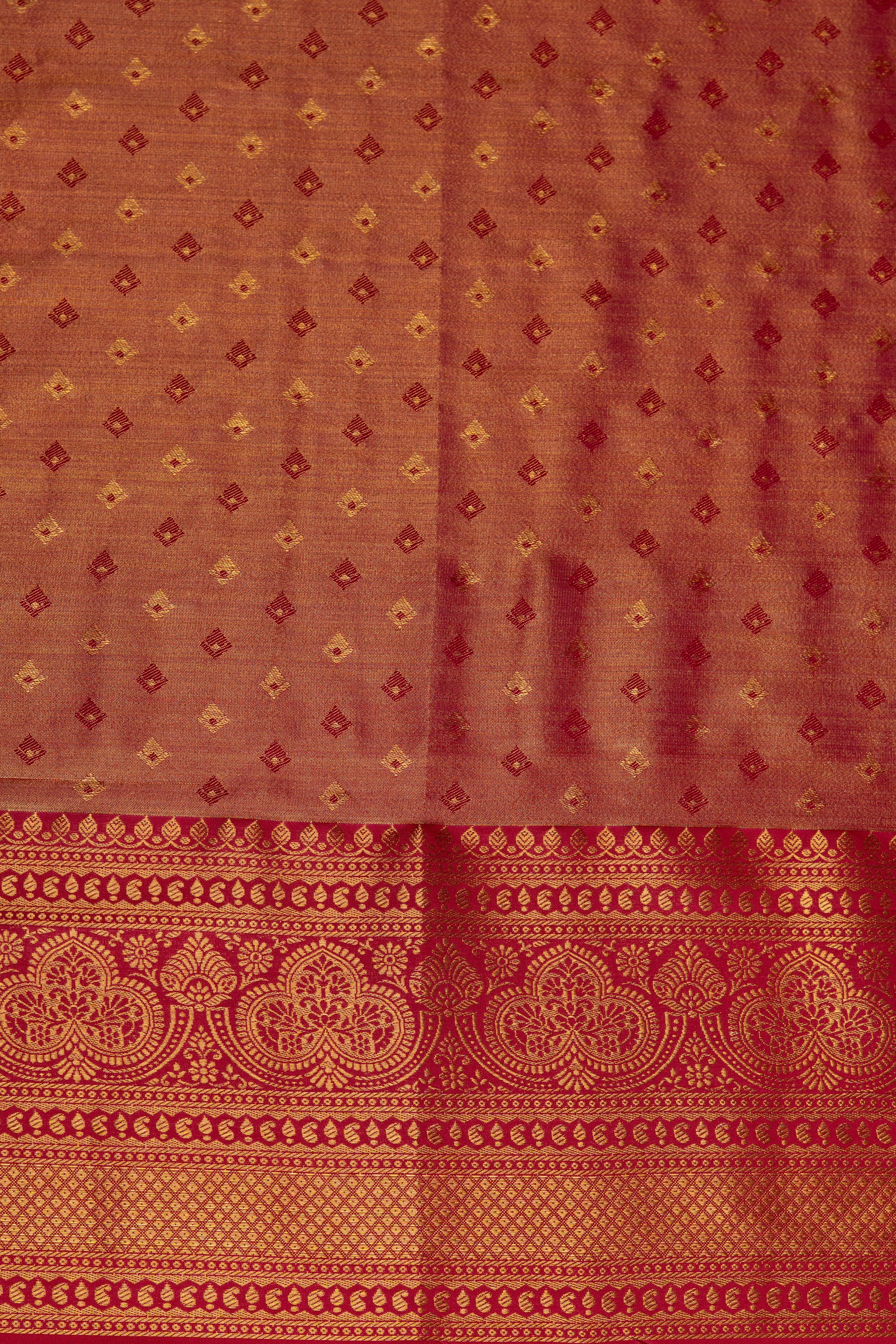 Geometric Tissue Silk Saree with Red border