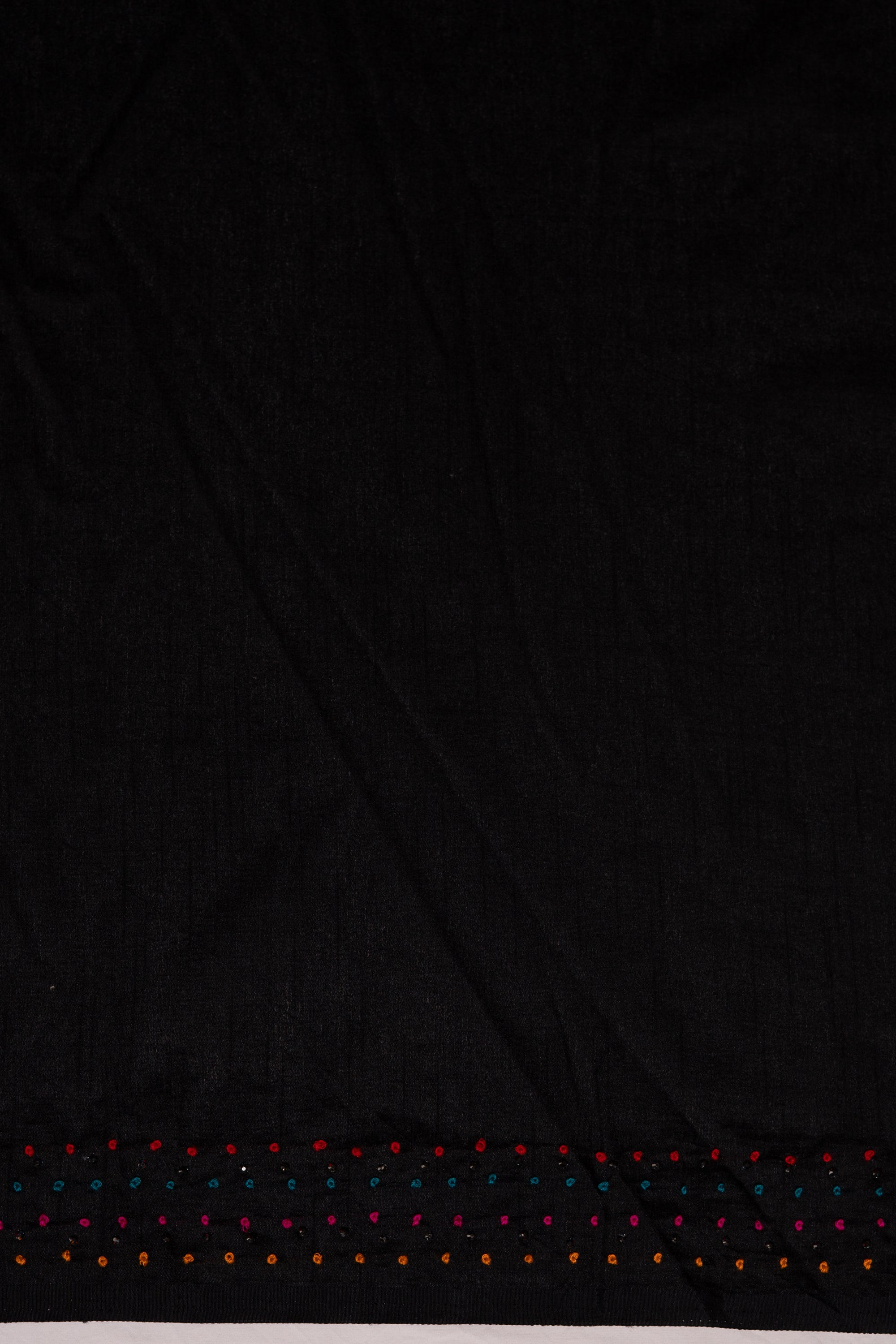 Black Tussar Silk Saree with French Knot threadwork