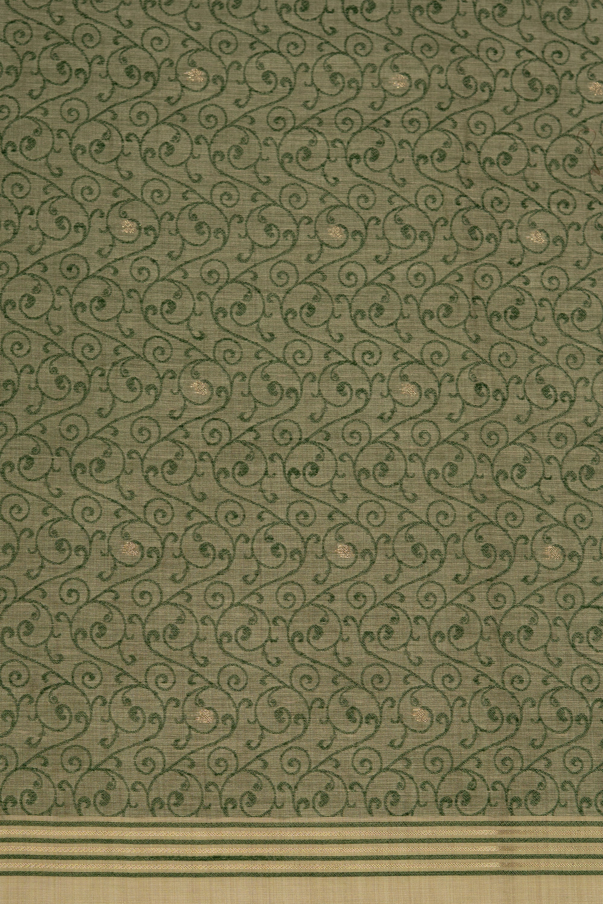 Green Cotton Saree with Threadwork