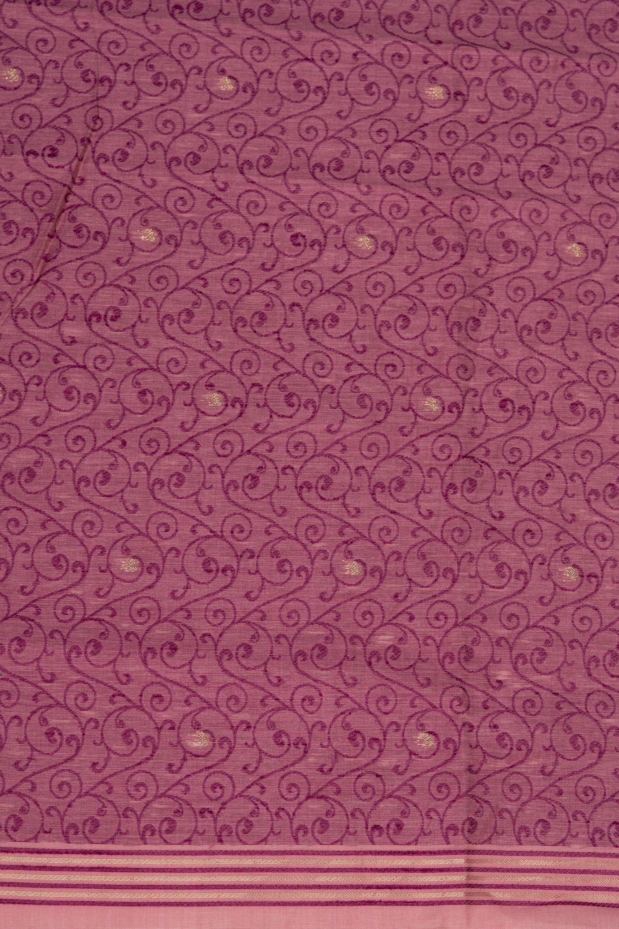 Pink Cotton Saree with Threadwork