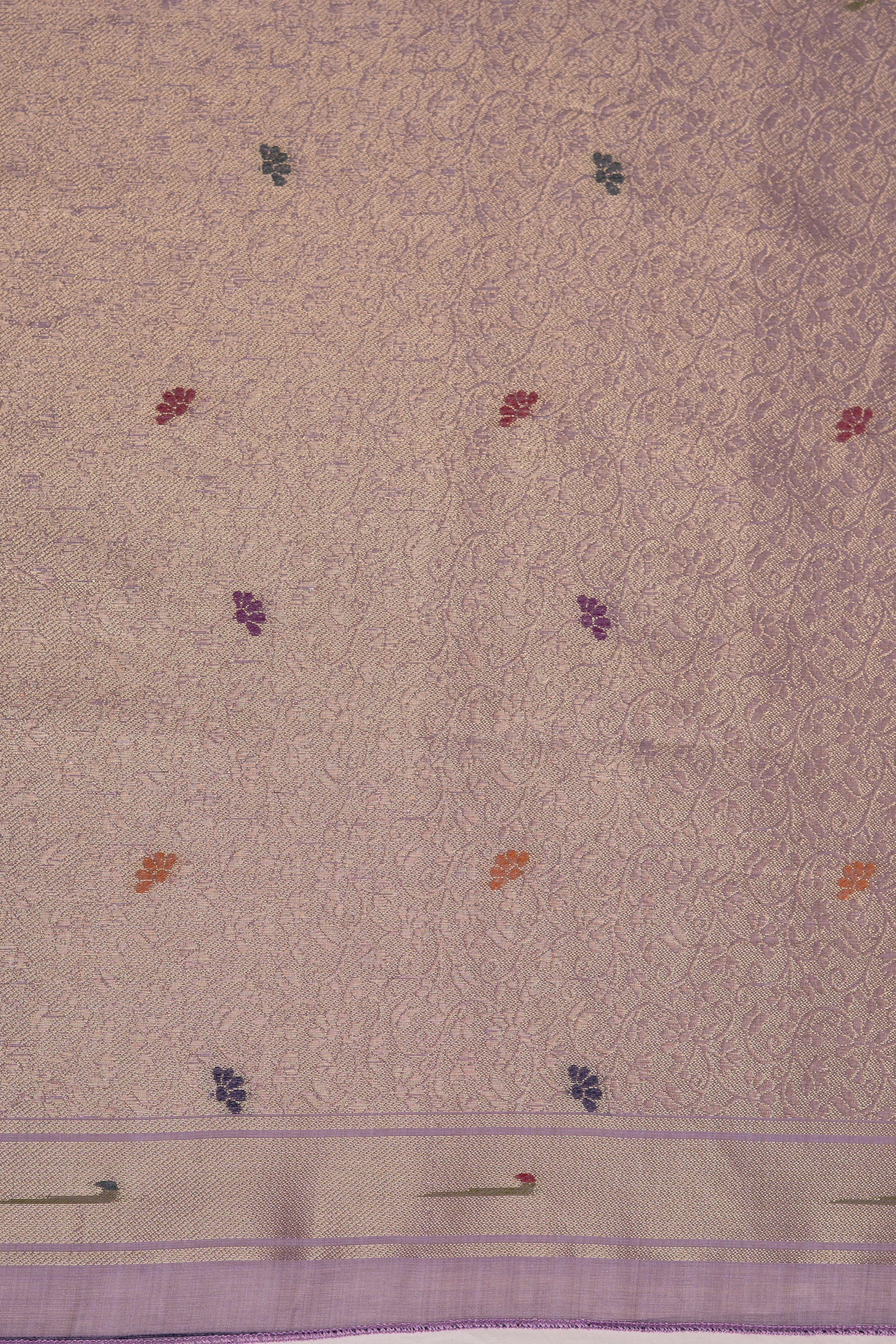Pastel Purple Cotton Paithani Saree
