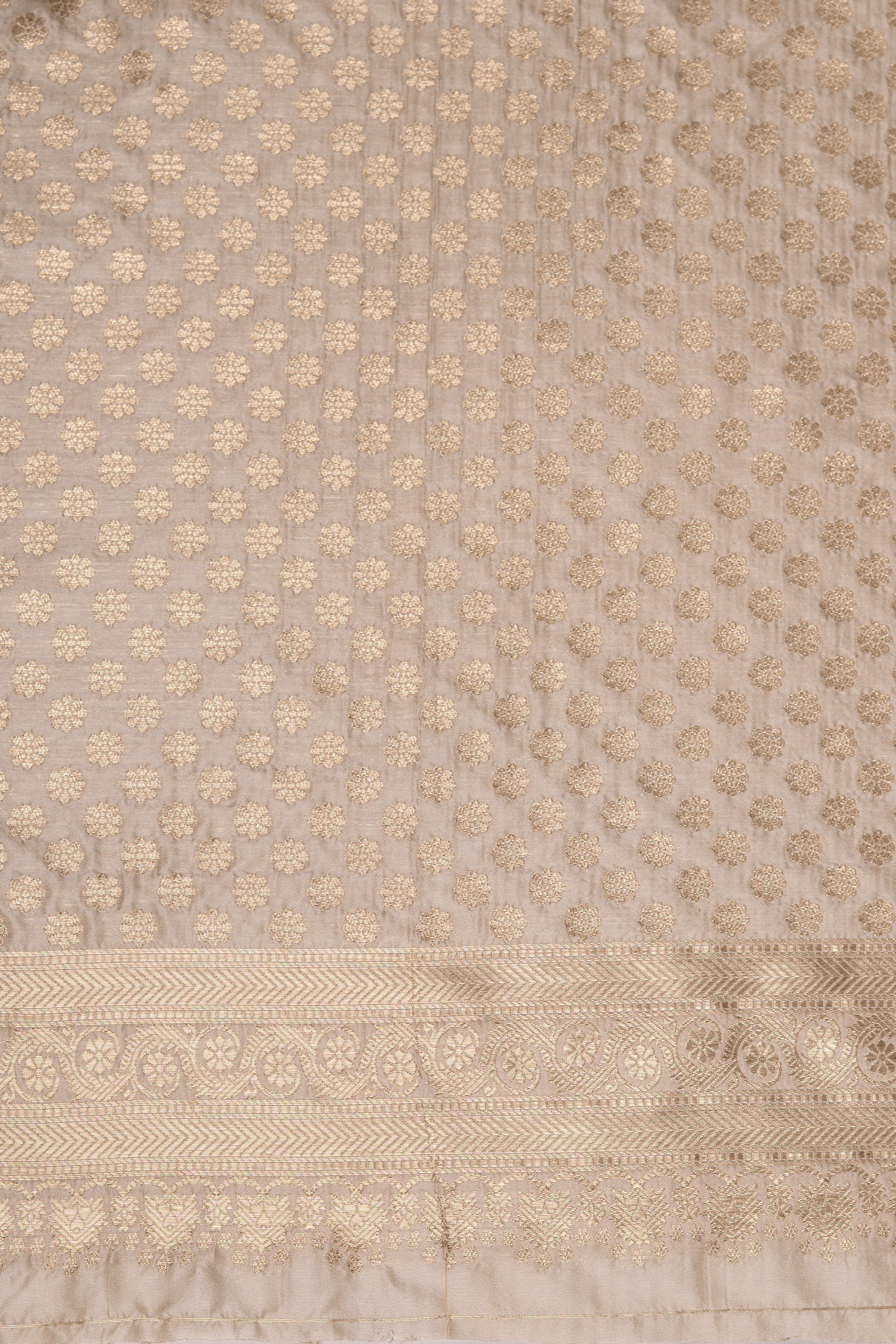 Cream Katan Silk Banarasi Saree