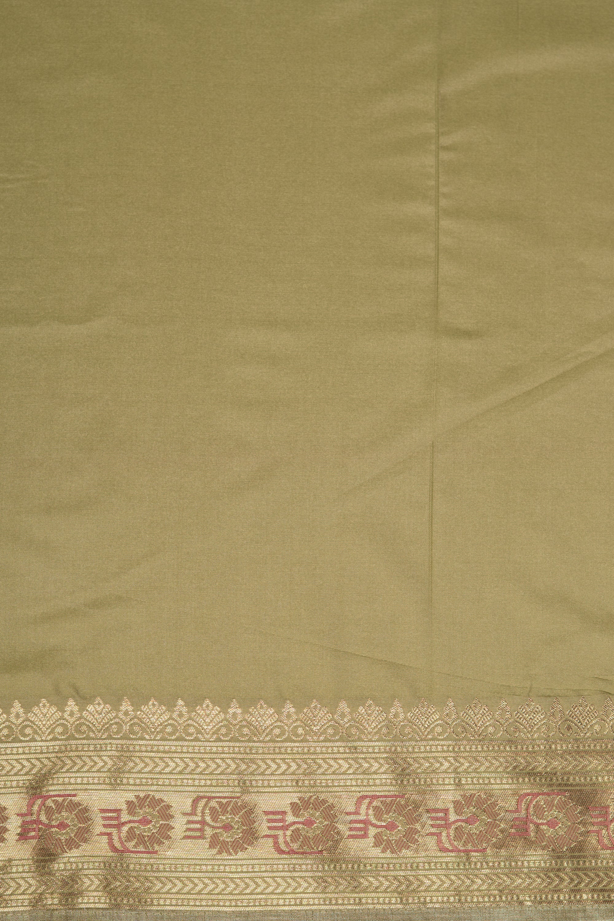 Golden Olive Tissue Silk Brocade Saree