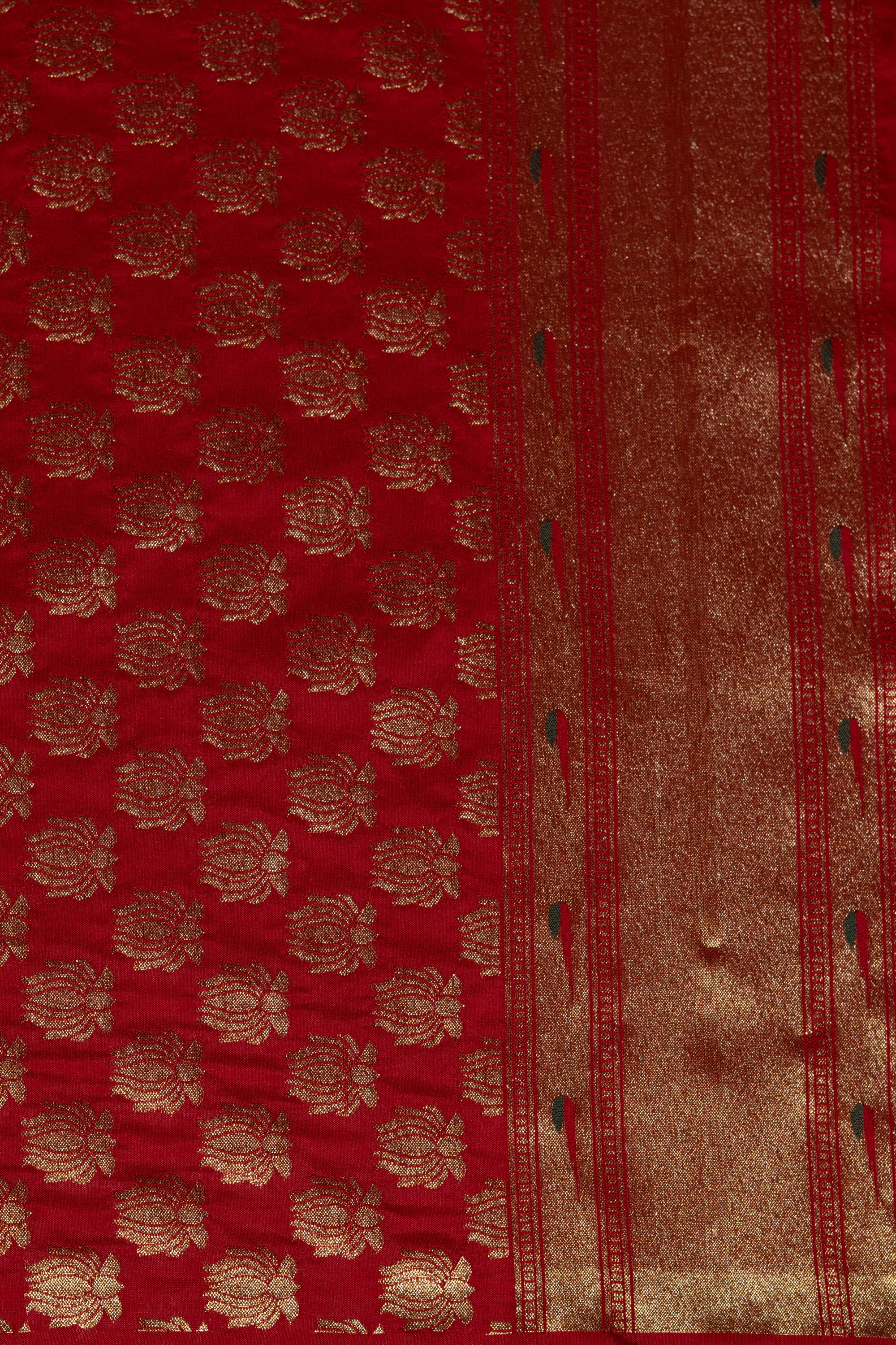 Orange Katan Silk Paithani Saree with Lotus border