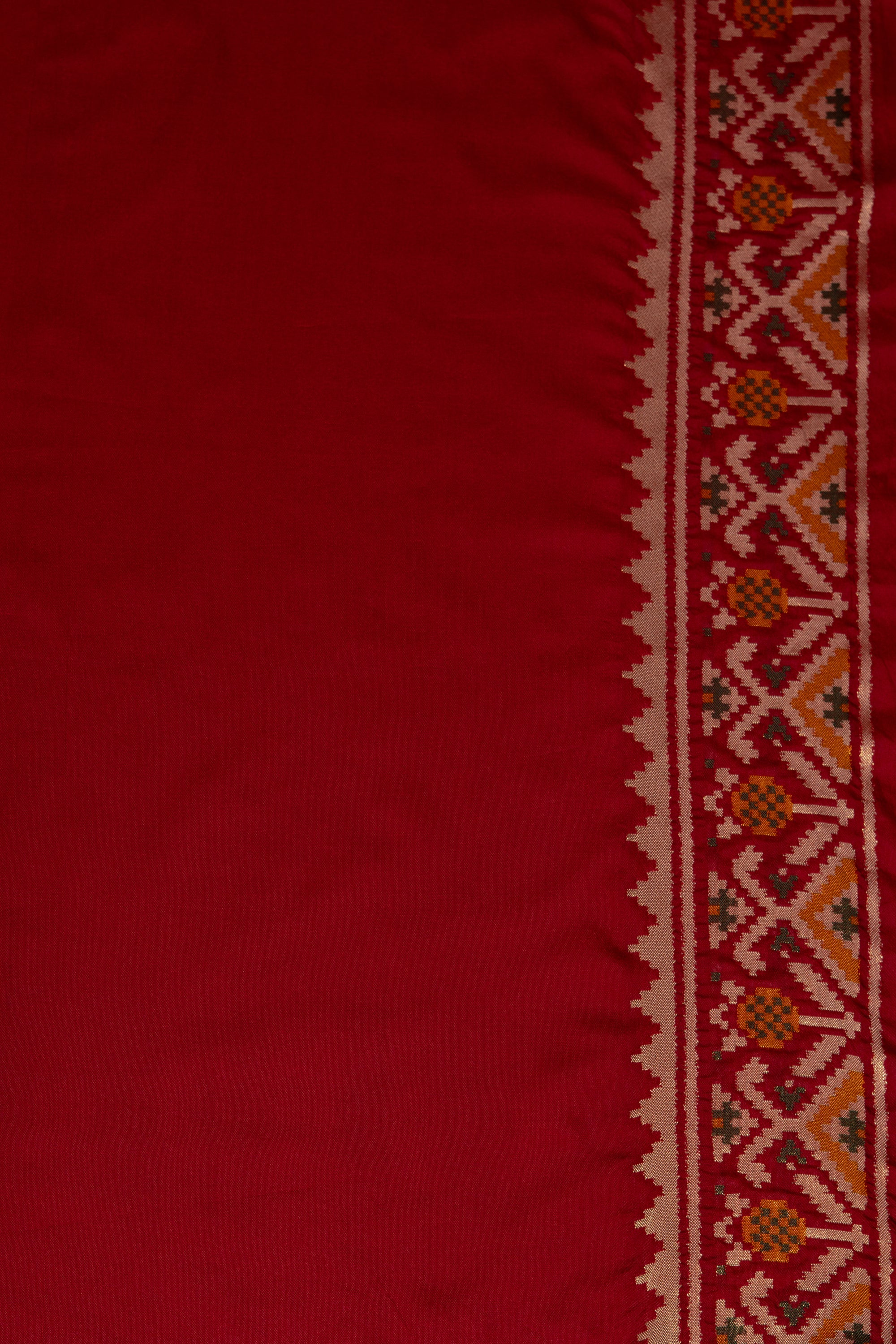 Red Katan Silk Ikkat Saree
