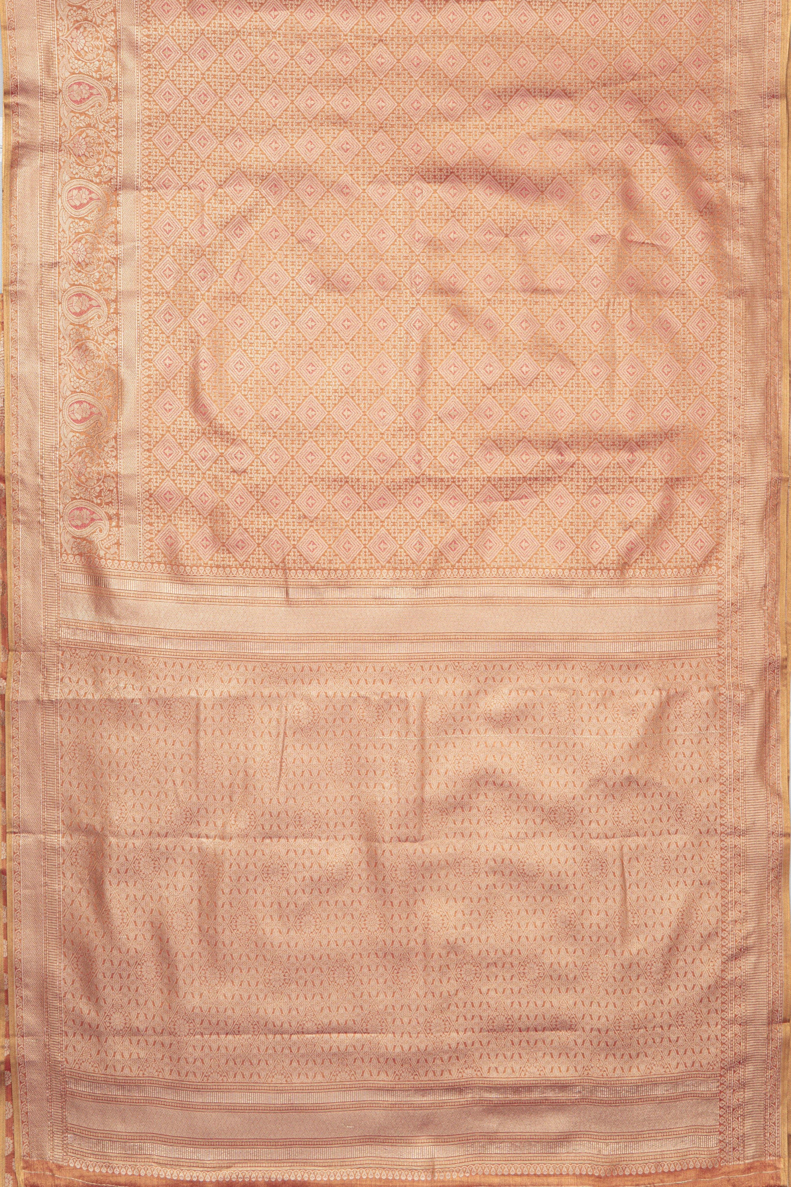 Pastel Pink Tissue Silk Kanjivaram Brocade Saree