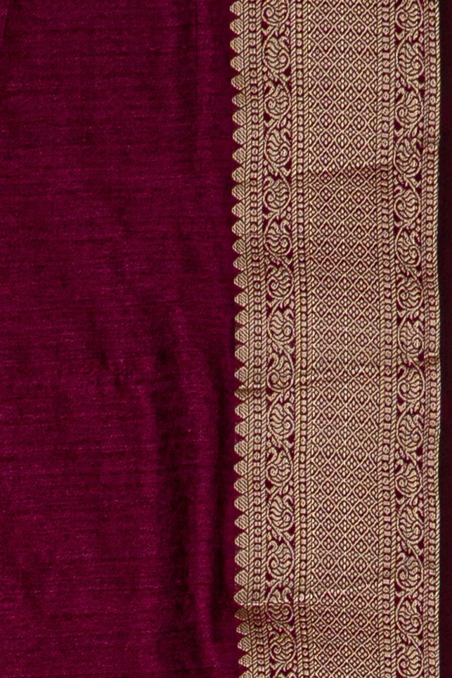 Wine Jute Silk Saree