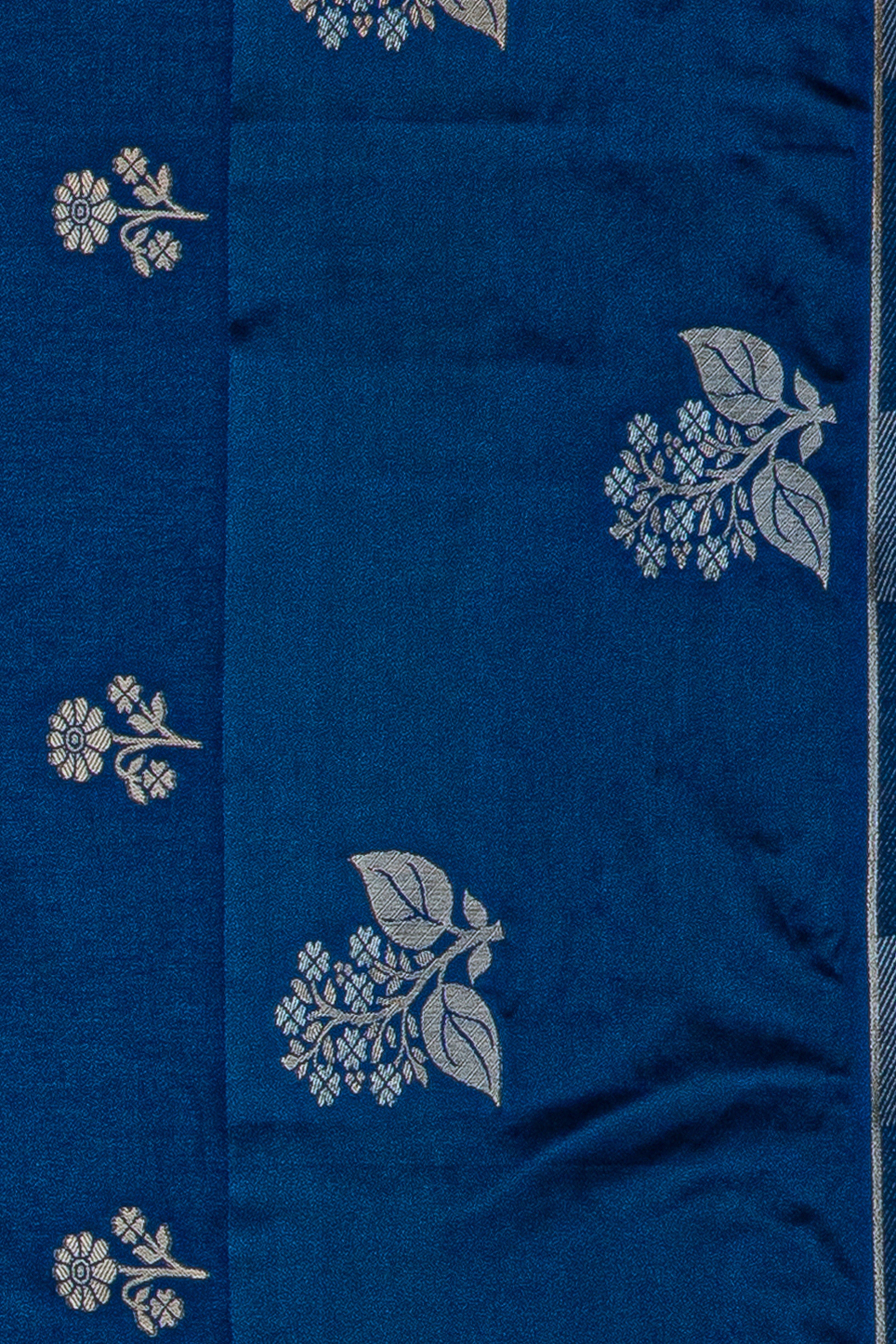 Midnight Blue Dola Silk Saree with a Soft Silk border