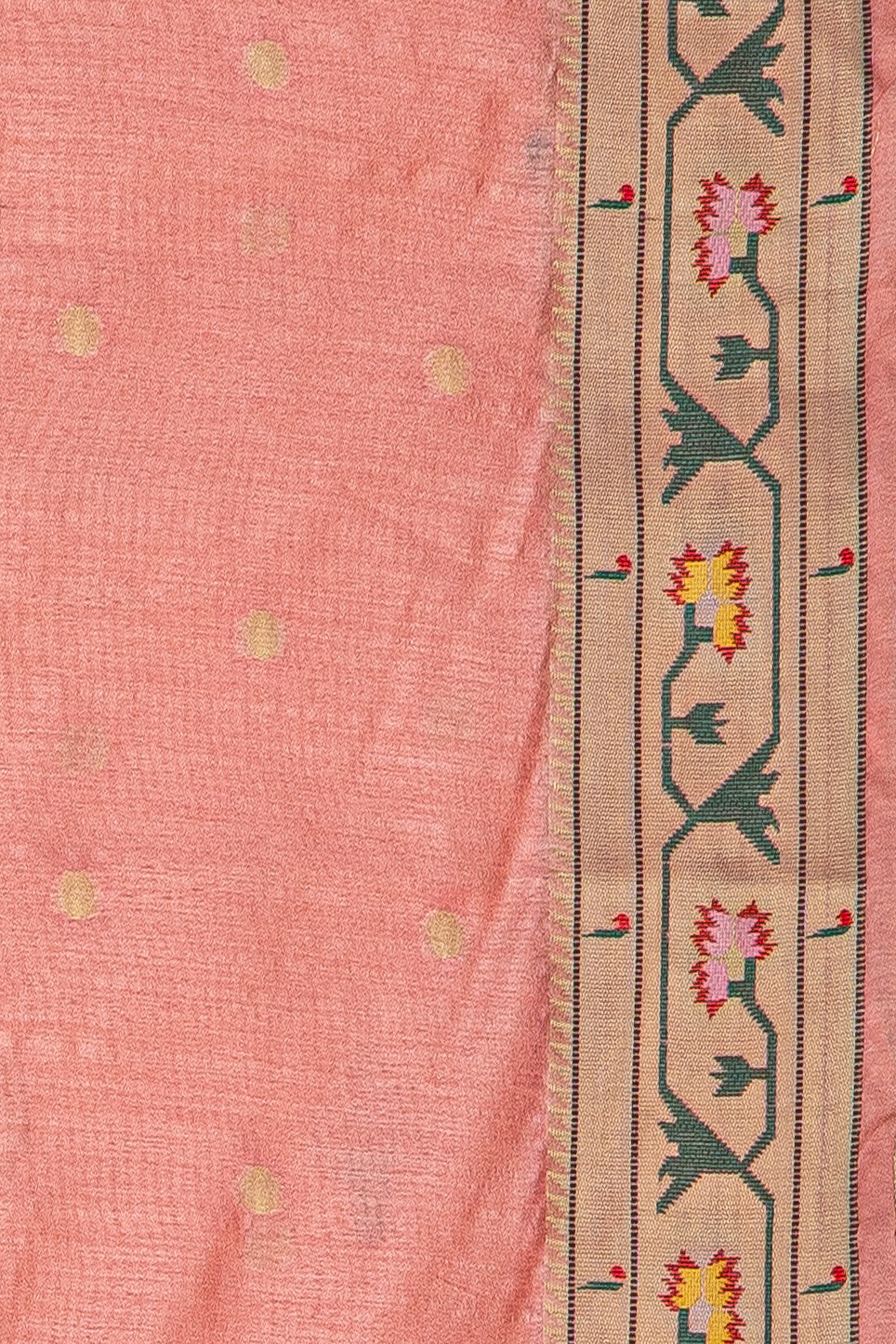 Pink Tussar Silk Paithani Saree with Asawali Border