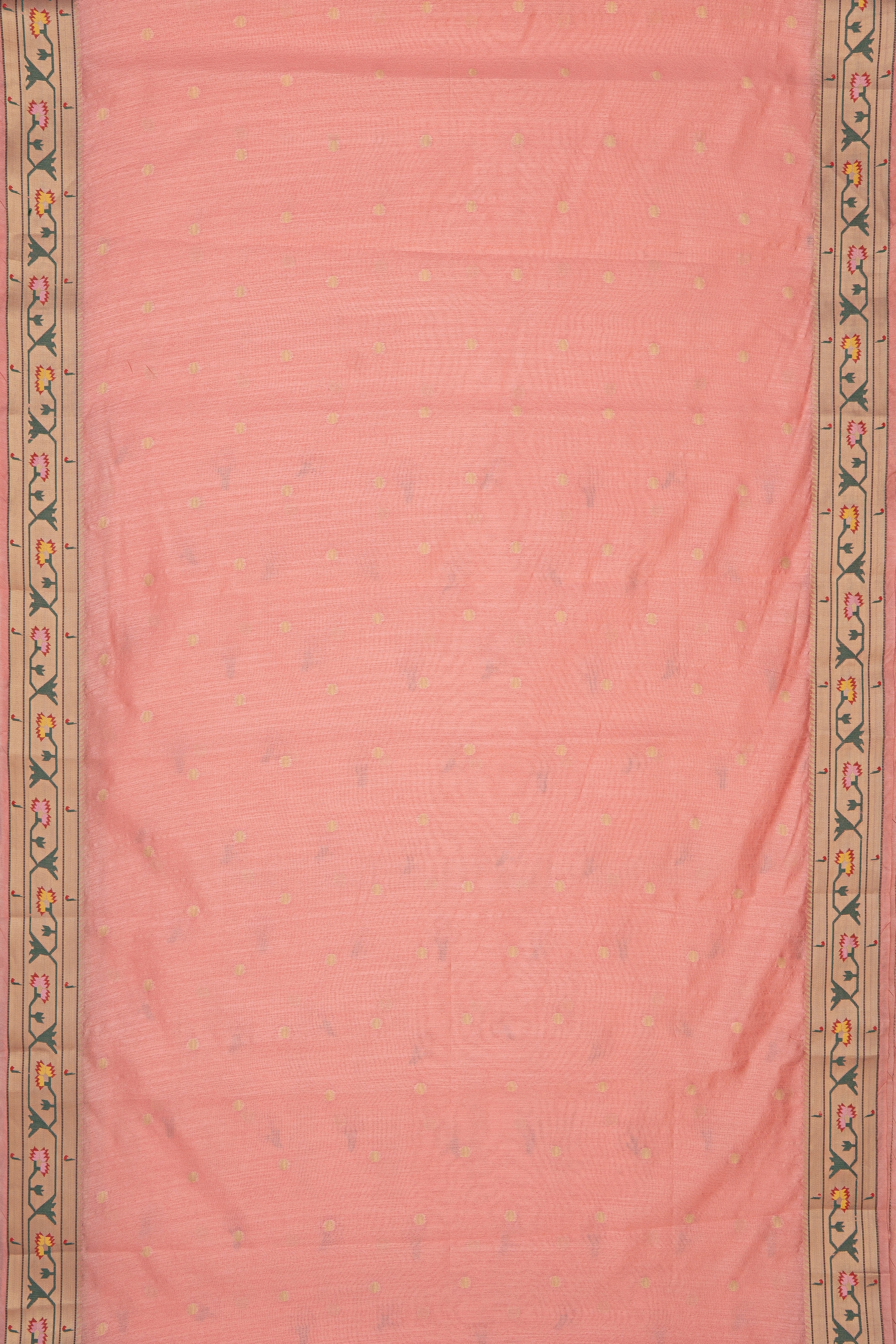 Pink Tussar Silk Paithani Saree with Asawali Border