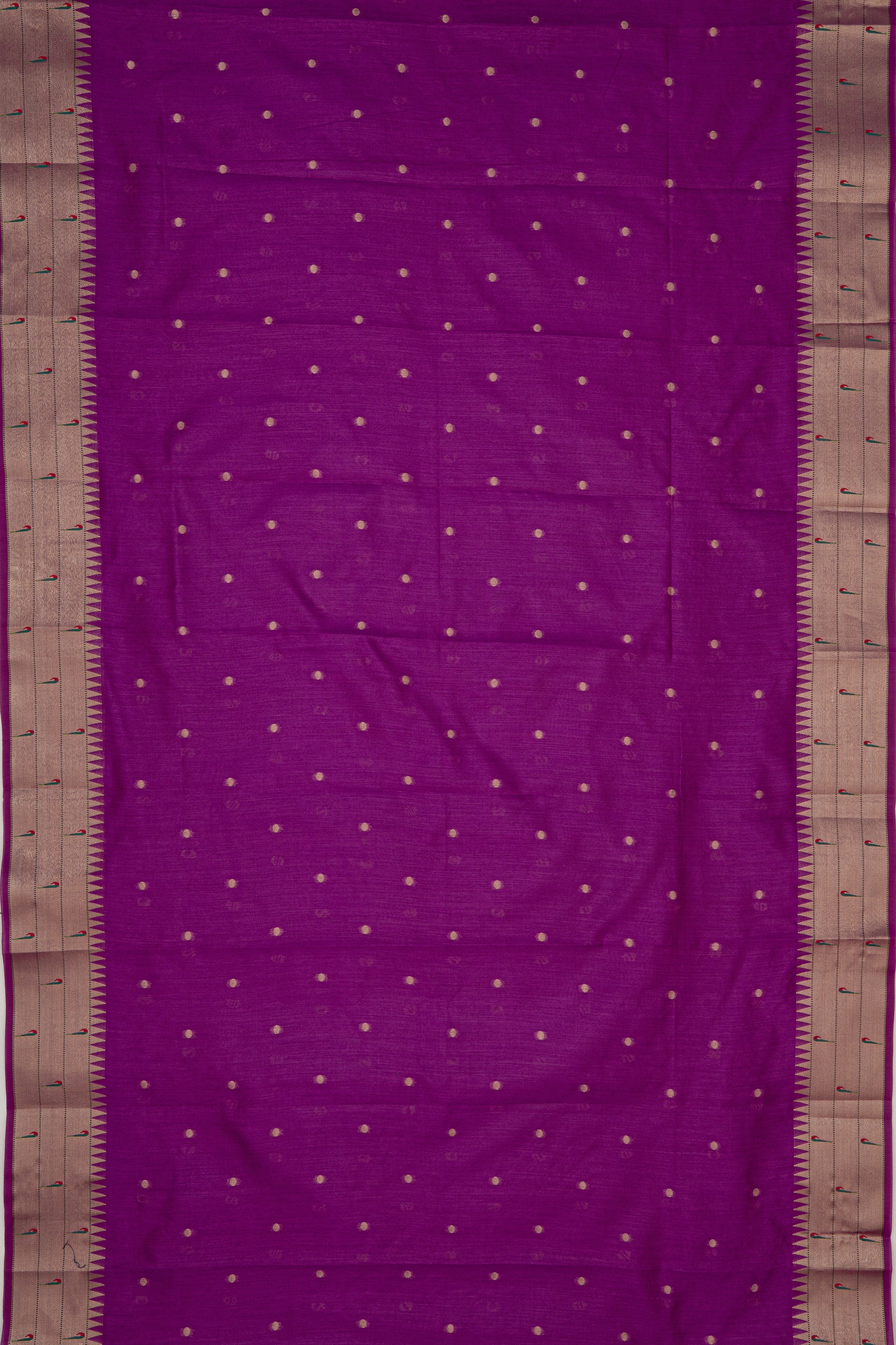Purple Tussar Silk Paithani Saree with Triple Munya border