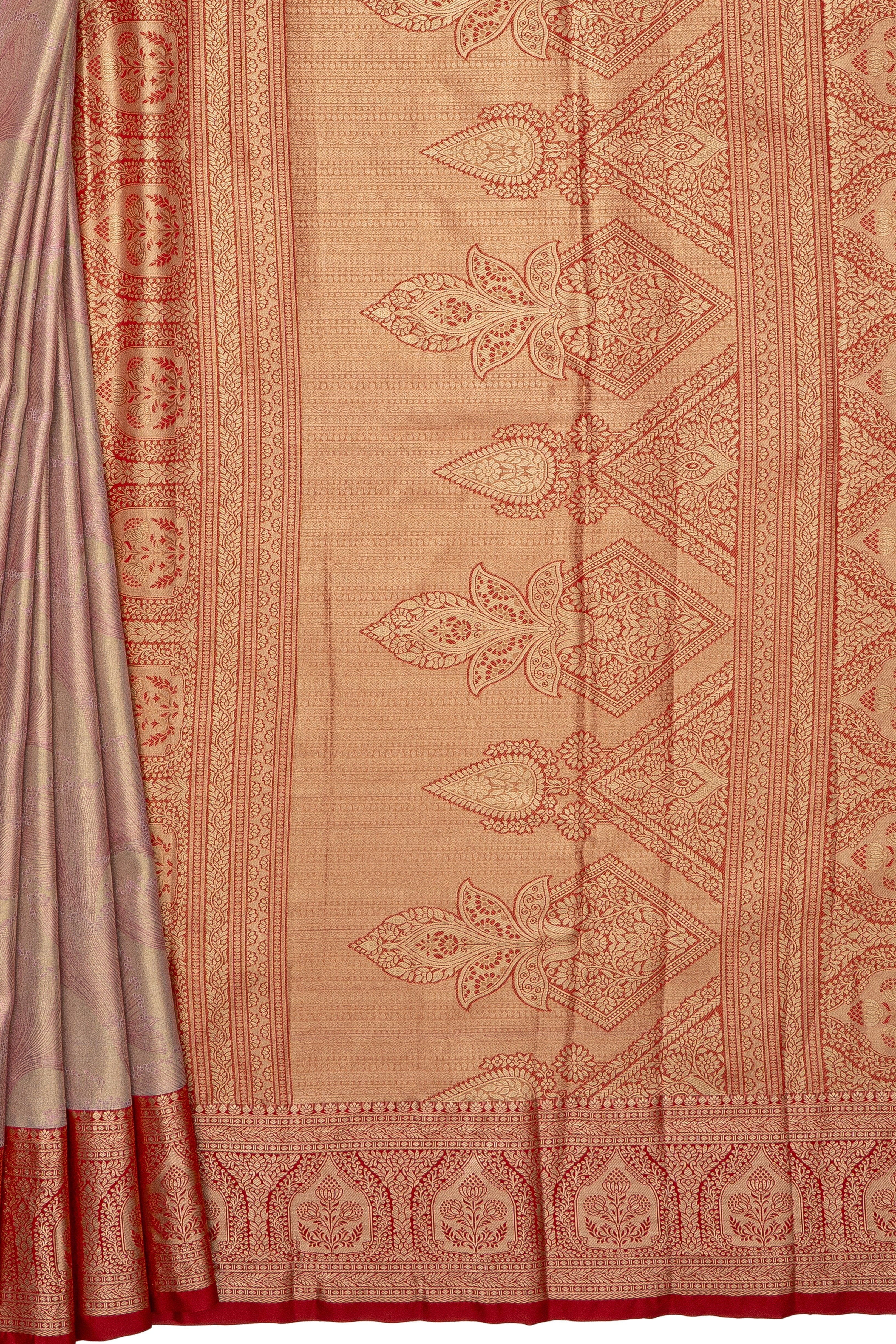 Cream Tissue Silk Saree with Floral Pattern