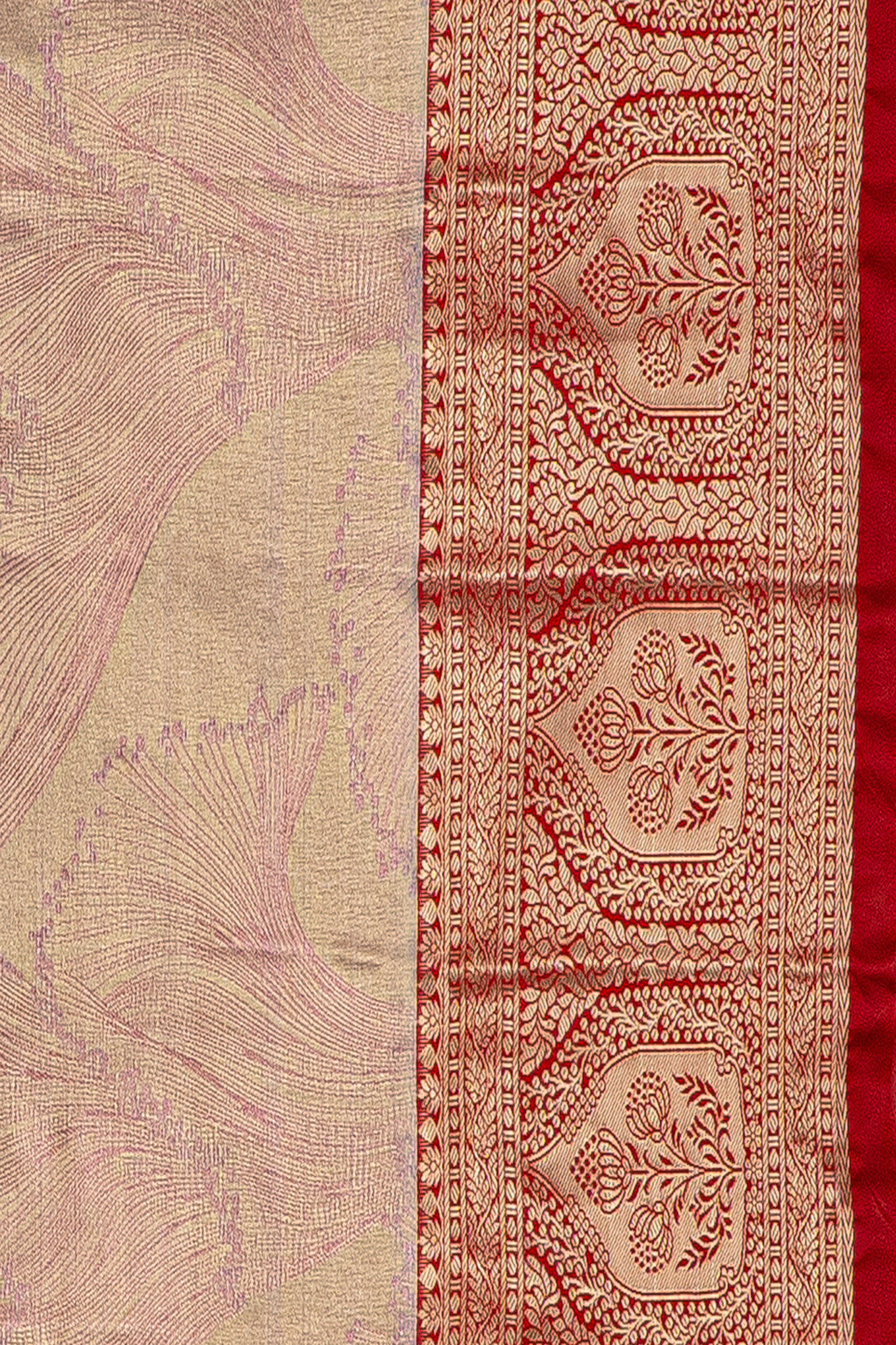 Cream Tissue Silk Saree with Floral Pattern
